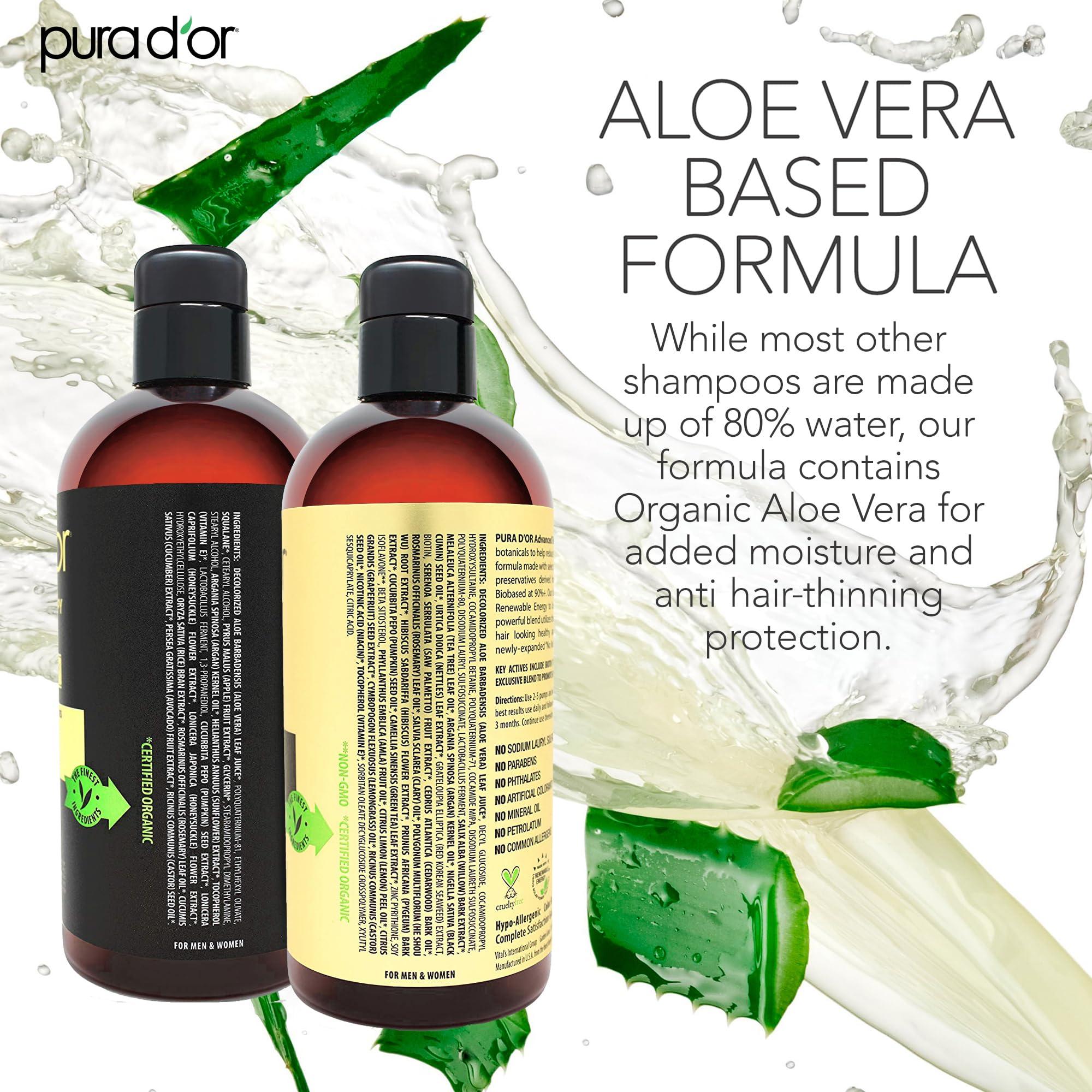 PURA D'OR Advanced Therapy Biotin Shampoo & Conditioner Hair Care Set For Hair Thinning, CLINICALLY TESTED Effective Results, Herbal Hair Thickening Products For Women & Men, 16oz x2 - Image 3