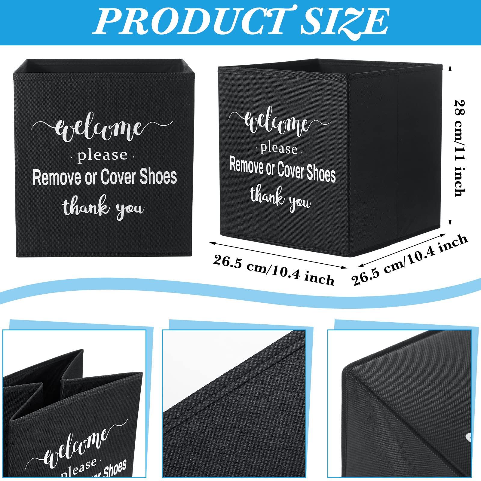 Unittype 300 Pcs Disposable Waterproof Shoe Covers with 1 Pcs Indoor Foldable Storage Bins Box Welcome Please Remove or Cover Shoes Sign for Open House Supplies(Black,5.9 x 15.7 Inches) - Image 2