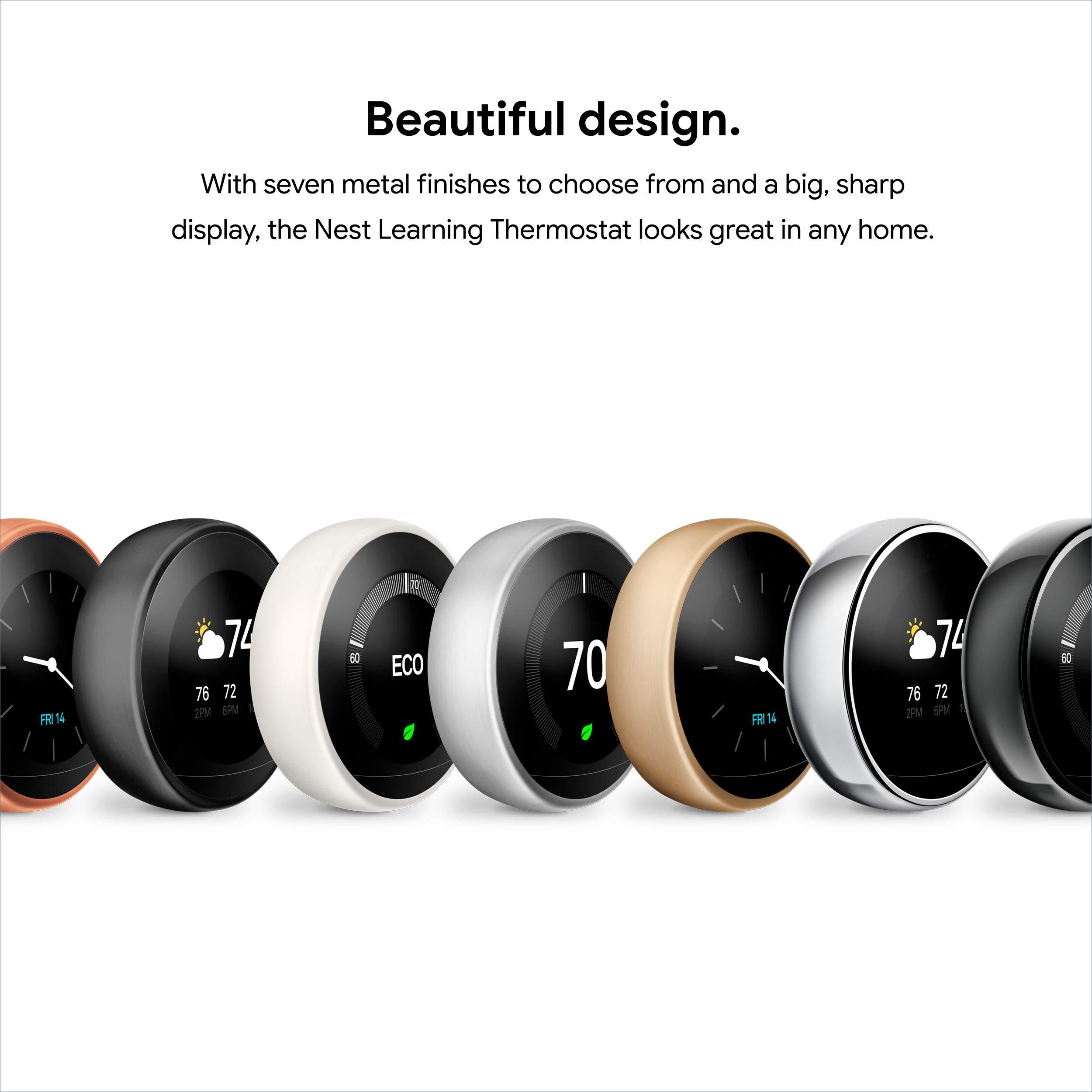 Google Nest Learning Thermostat - 3rd Gen (2015) - Programmable Smart Thermostat for Home - Works with Alexa - Stainless Steel - Image 12