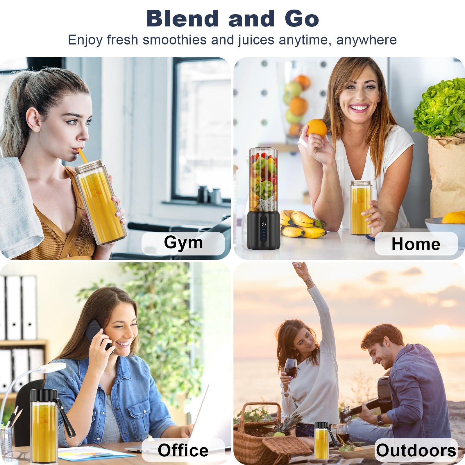 COKUNST Portable Blender - Small Smoothie & Shake Maker, 17 Oz (500ml) Personal Blender with 6 Blades, USB-C Rechargeable Mini Mixer with Extra Lid for Travel, Office, Gym - Image 7