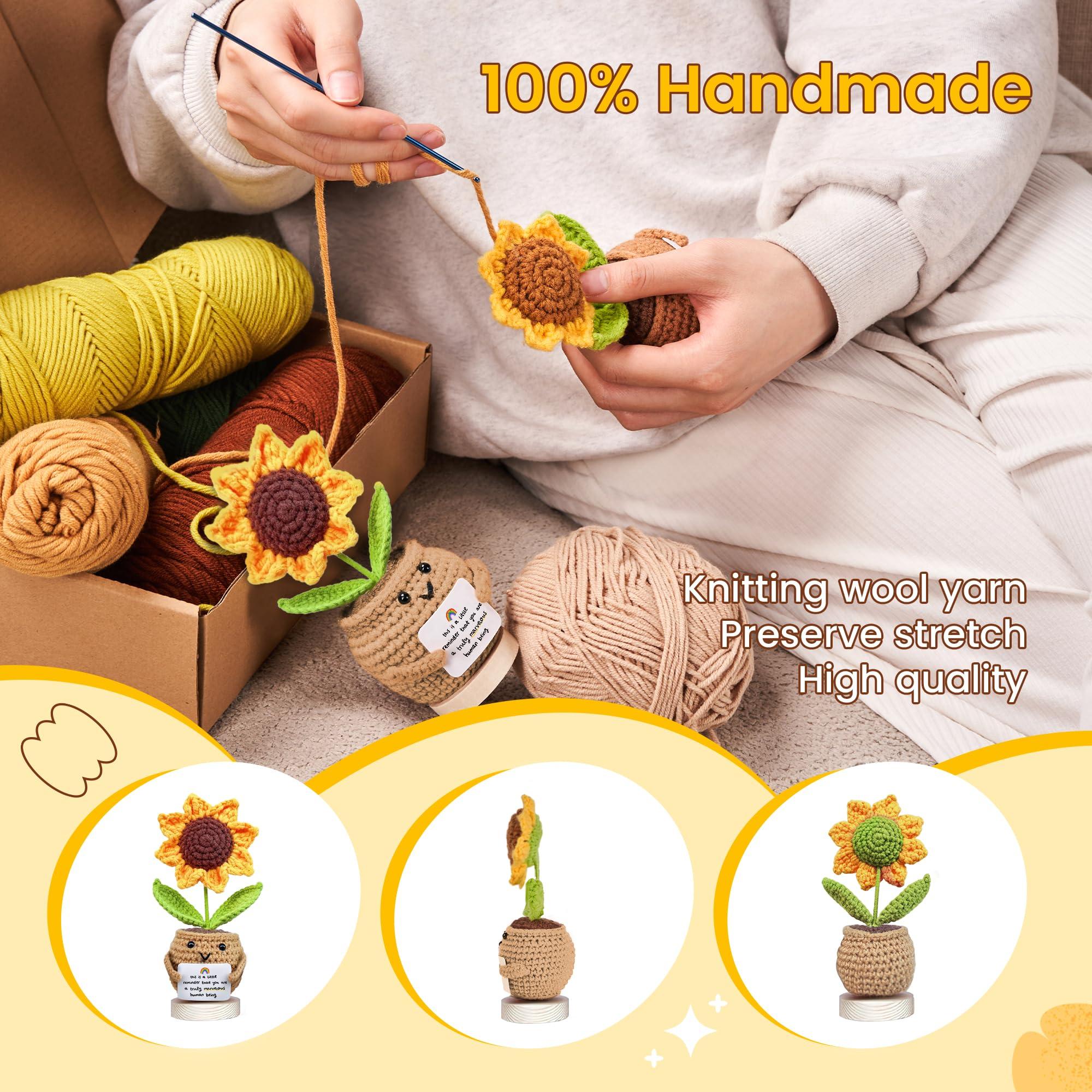 Gossby Positive Sunflower Doll Crochet with Card - This is A Little Reminder - Appreciation Gift for Coworker, Best Friend, Teacher, Sister, Mom - Christmas, Birthday, Thank You Gift for Women, Men - Image 6