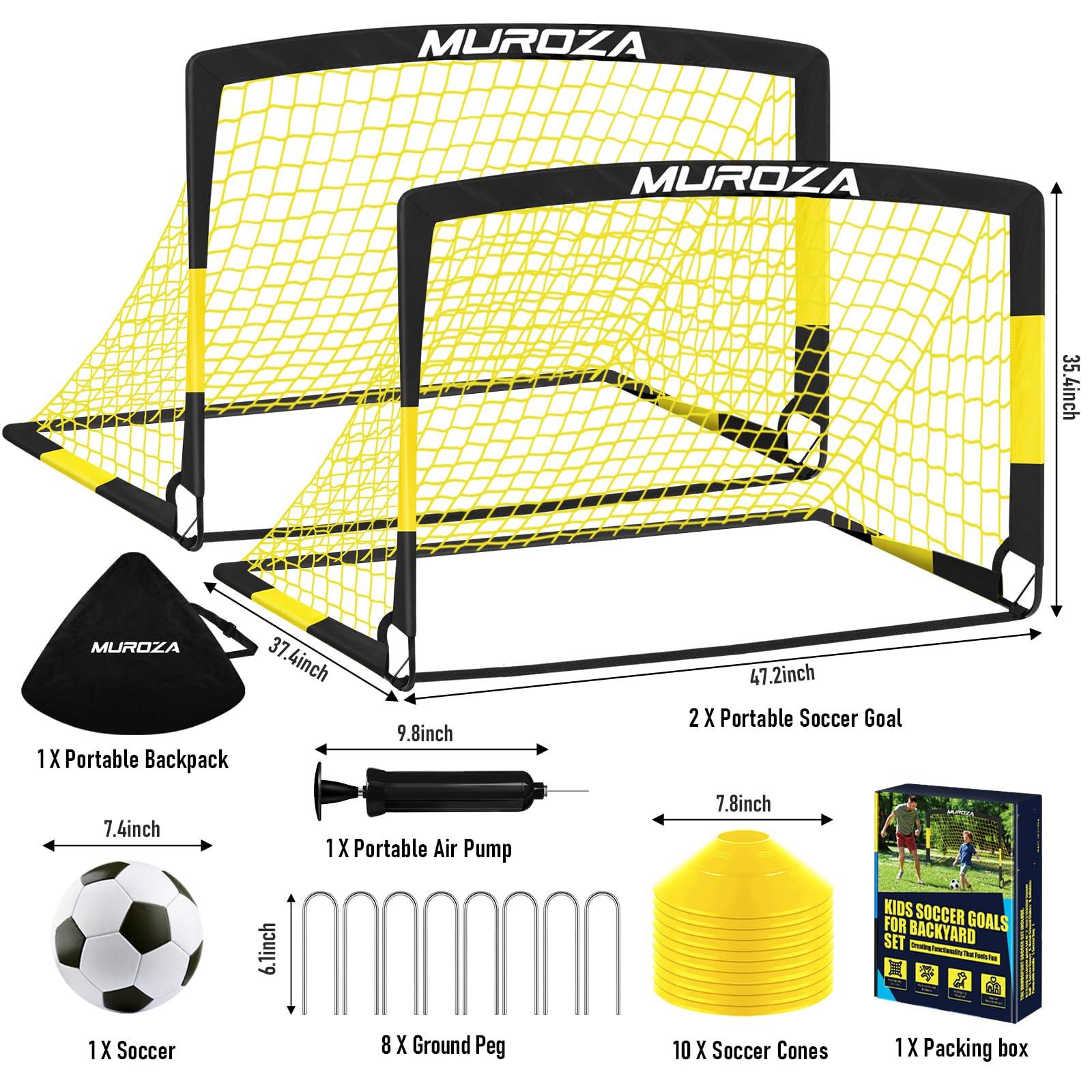 Kids Soccer Goals for Backyard Set, 2 Pack of Portable Pop Up Soccer Nets with Soccer Ball, Cones, Complete Training Equipment for Youth, Toddler Outdoor Sports Games - Image 2