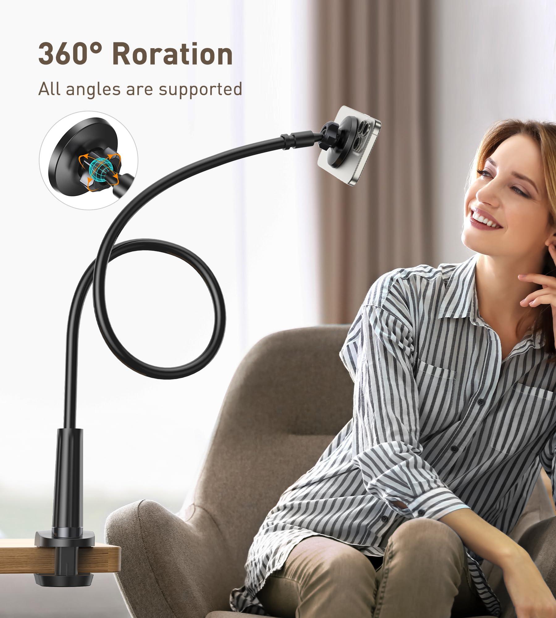 DiTouch Magnetic Gooseneck Phone Holder Mount for iPhone 16/15/14/13/12 - Magnetic Stand Tabletop Clamp 360°Rotation Adjustable for Office/Home Compatible with iPhone 16 15 14 13 12 Mini Plus Pro Max - Image 6