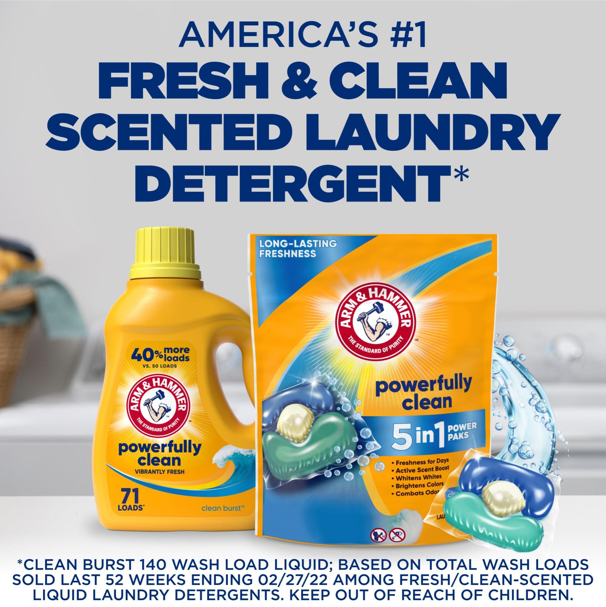 Arm & Hammer Clean Burst 5-in-1 Laundry Detergent Power Paks, High Efficieny (HE), 42 Count - Image 12