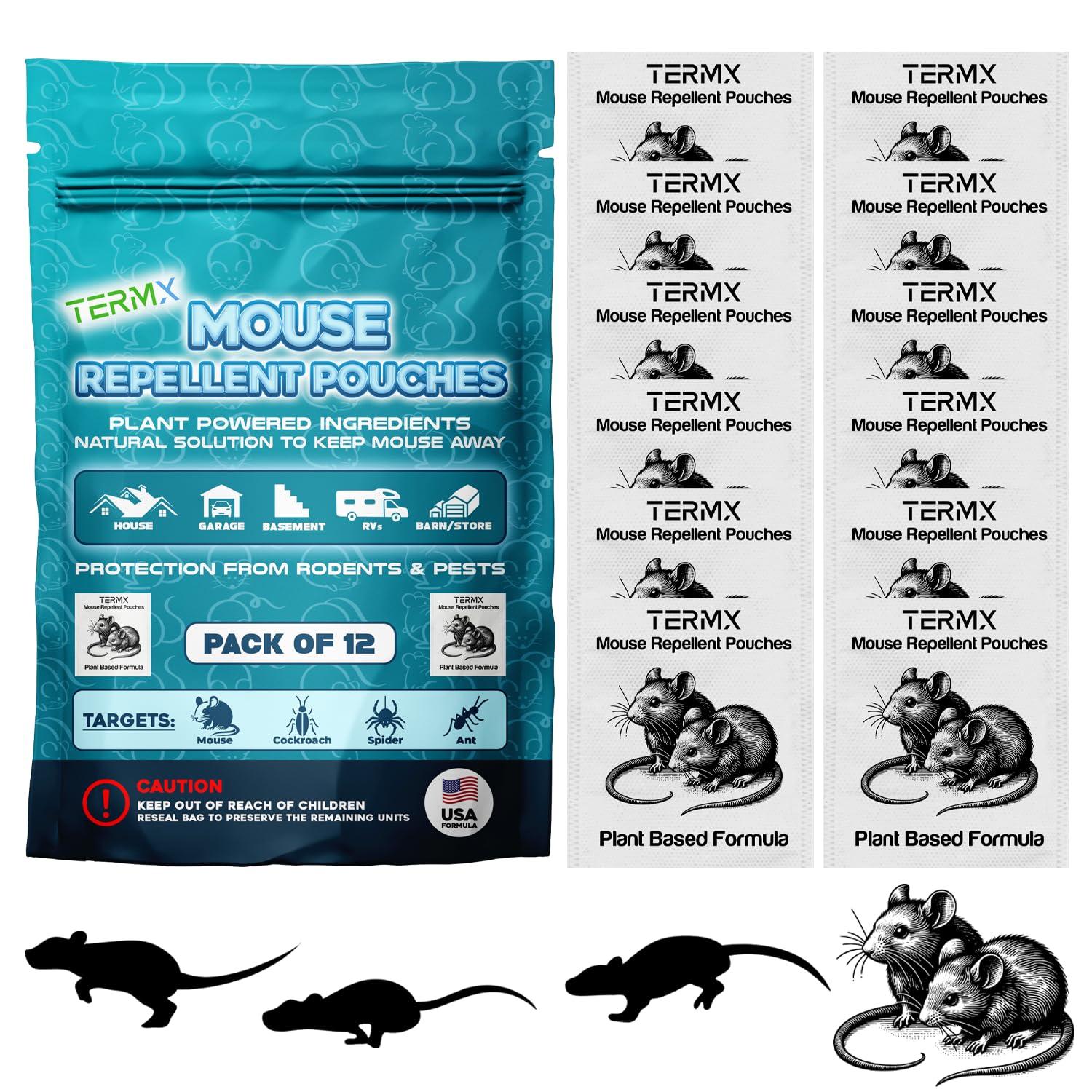 Extra Strong 12Pack Vamoose Mouse Repellent Pouches Botanical Rodent Repellent Indoor Rat Deterrent Outdoor Vamoose Rodent-Repelling Pouches Mice Deterrents for Home Attic/Office/Shed/Barn/Storage/RV