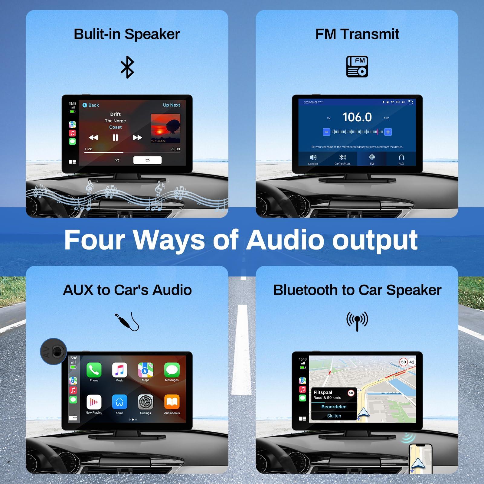 BOXGVO Wireless Carplay Screen for Car with 4K Dash Cam, 9" Portable Carplay & Android Auto, Car Stereo Touchscreen with 1080p Backup Camera, GPS Navigation/Voice Control/Mirror Link/Bluetooth - Image 4