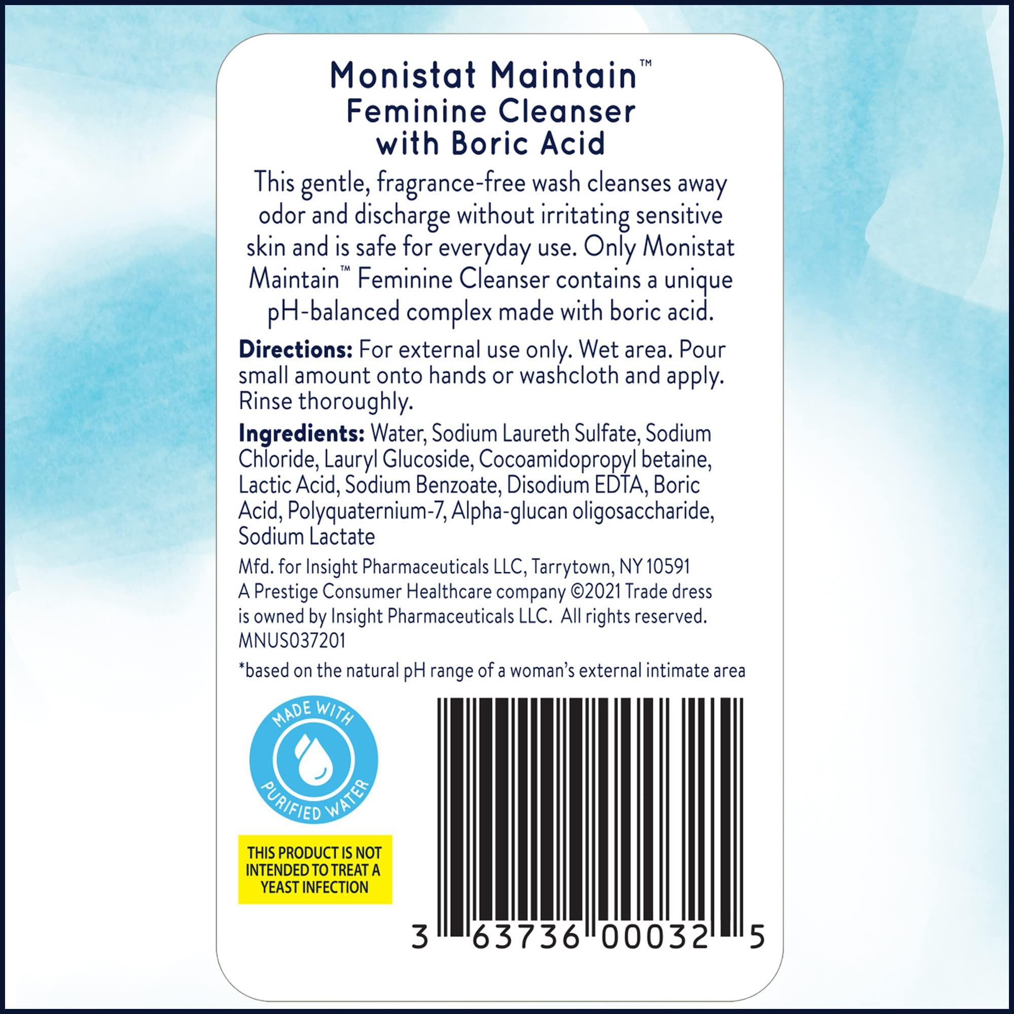 Monistat 7 Day Yeast Infection Treatment for Women, 7 Miconazole Cream Applications with Disposable Applicators + 10 fl oz Boric Acid Feminine Cleanser - Image 8