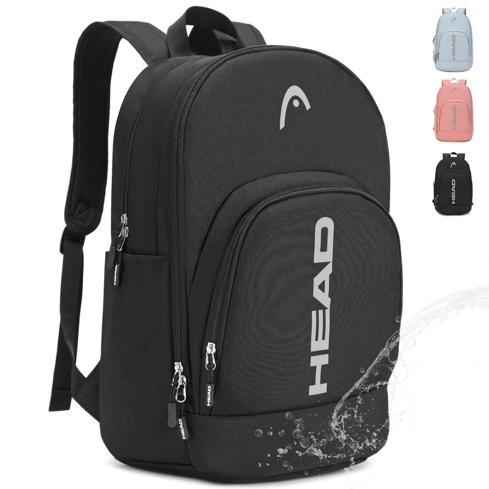 HEAD Waterproof Travel Backpack for Women & Men, Lightweight Laptop Backpack Computer Bag fits 15.6 Inch Notebook, Casual Daypack College Backpacks with 9 Pockets for Overnight/Sports Gym/Work/Fitness
