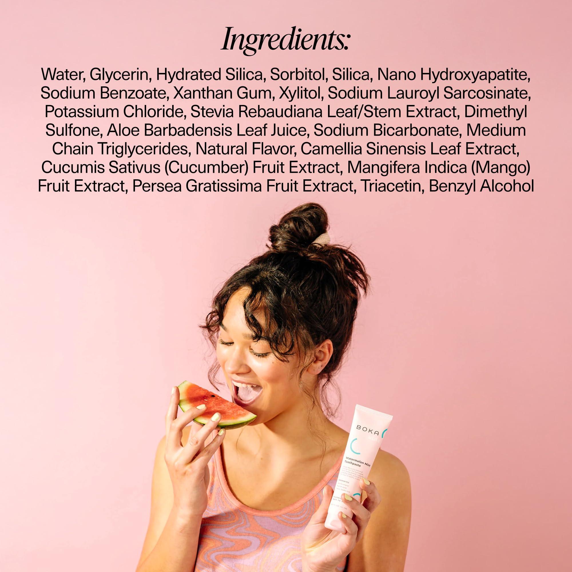 Boka Fluoride Free Toothpaste Nano Hydroxyapatite, Helps Remineralize, Appropriate for Sensitive Teeth, Whitening - for Adult, Kids Oral Care - Watermelon Mint Flavor, 4oz 1Pk - US Manufactured - Image 8