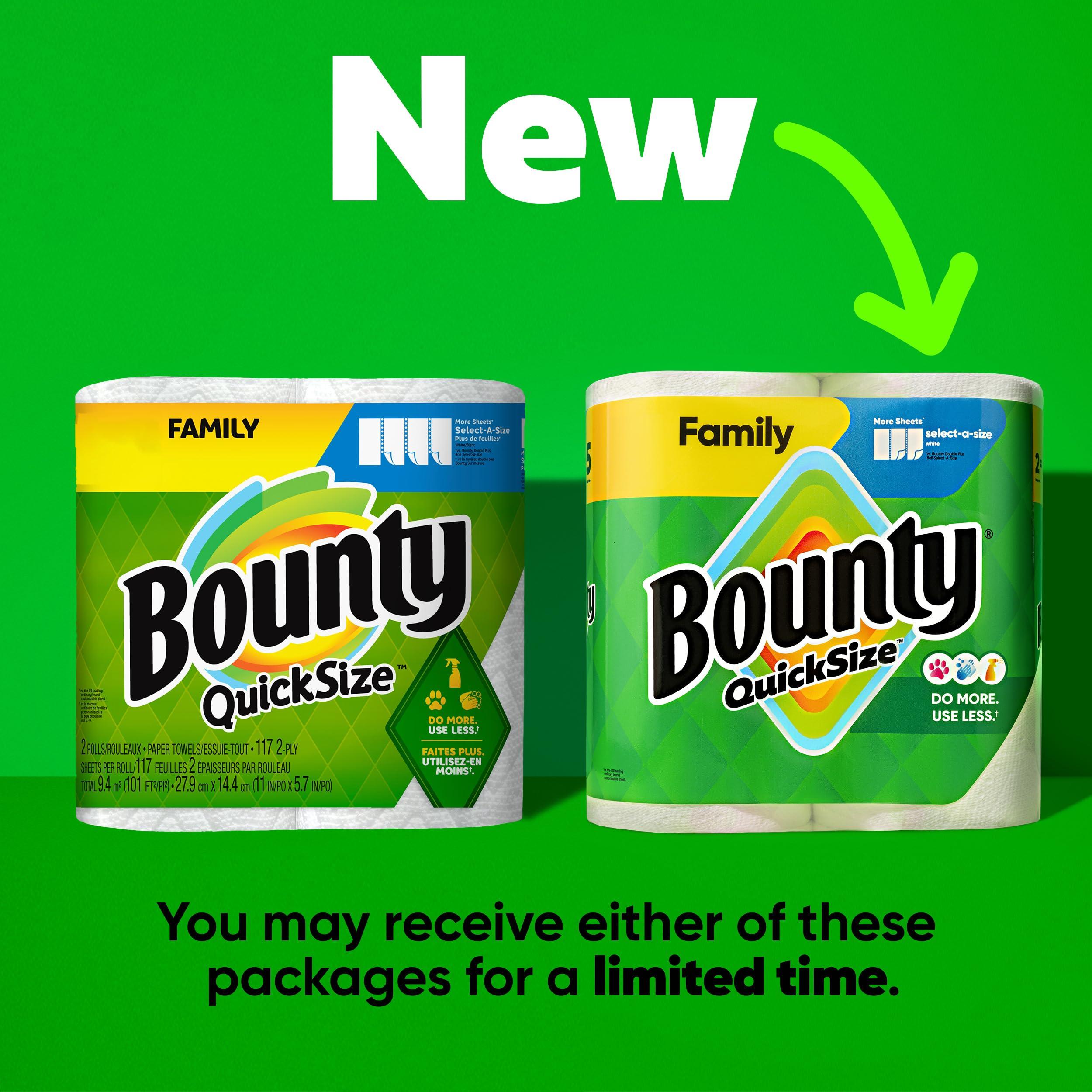 Bounty Quick Size Paper Towels, White, 8 Family Rolls = 20 Regular Rolls (Packaging May Vary) - Image 2