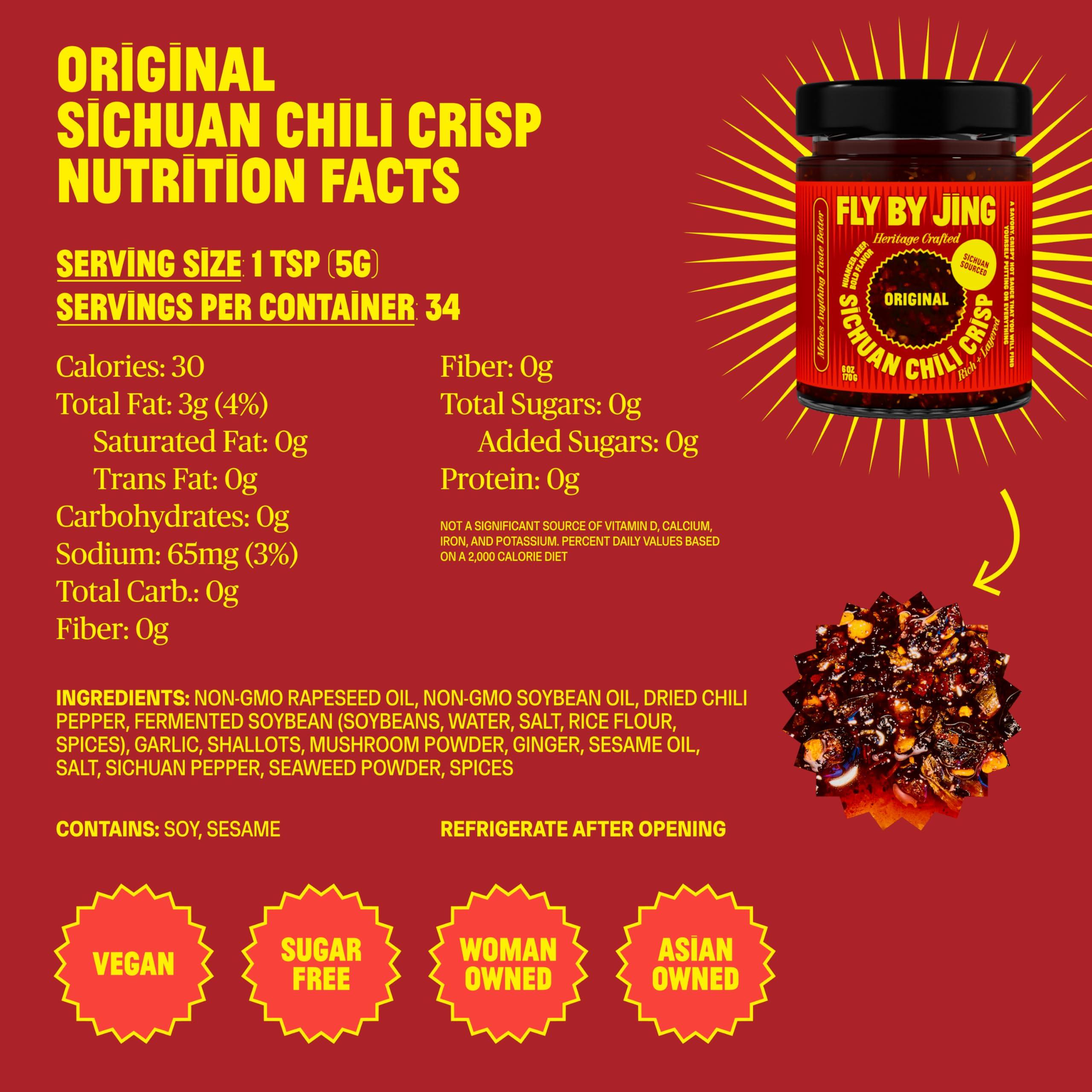 FLYBYJING Original Sichuan Chili Crisp: Premium Chili Oil w/Crunchy Garlic and Shallots - Spicy, Savory, Vegan, Sugar Free Hot Sauce - Good on Noodles, Proteins, Veggies & Everything, 6oz (Pack of 1) - Image 7