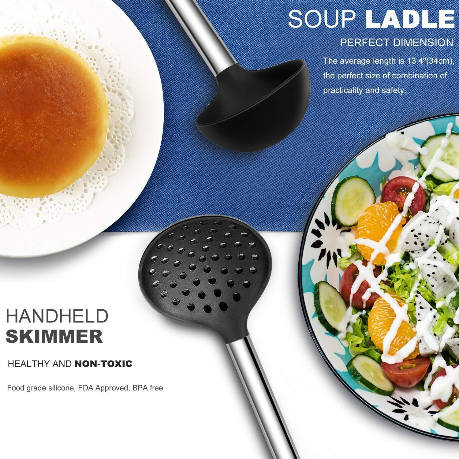 Kitchen Utensil Set-Silicone Cooking Utensils-33 Kitchen Gadgets & Spoons for Nonstick Cookware-Silicone and Stainless Steel Spatula Set-Best Kitchen Tools, Useful Pots and Pans Accessories - Image 4