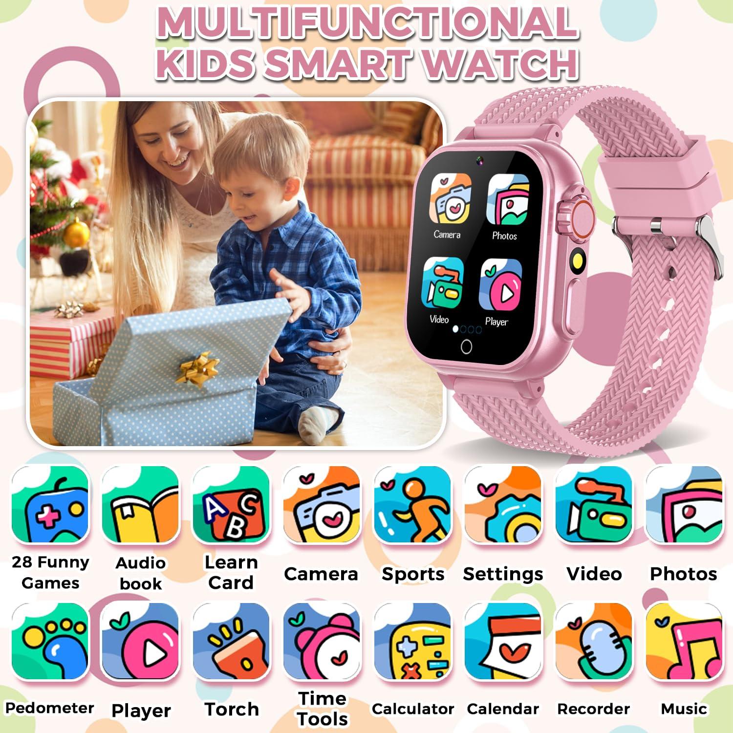 BEIARA Kids Smart Watch for Girls with 32 Games Audiobook Learn Card HD Touchscreen Camera Music Player Pedometer Educational Toys Birthday Gift for Kids Girls Ages 4-12 Kids Smartwatch - Image 2