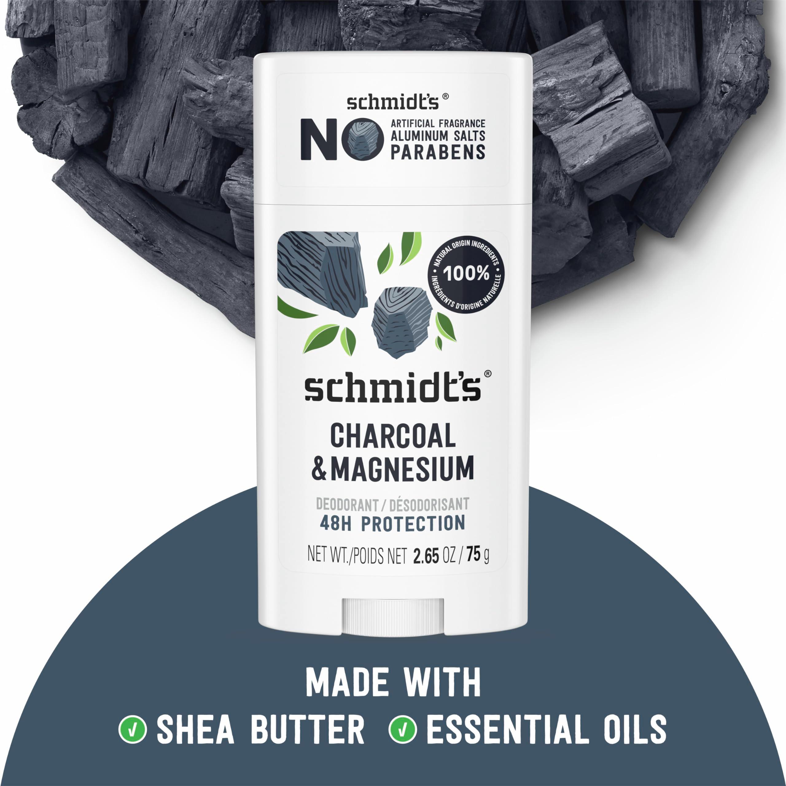 Schmidt's Aluminum-Free Vegan Deodorant Charcoal & Magnesium with 48 Hour Odor Protection, 2 Count for Women and Men, Natural Ingredients, Cruelty-Free, 2.65 oz, Pack of 2 - Image 5