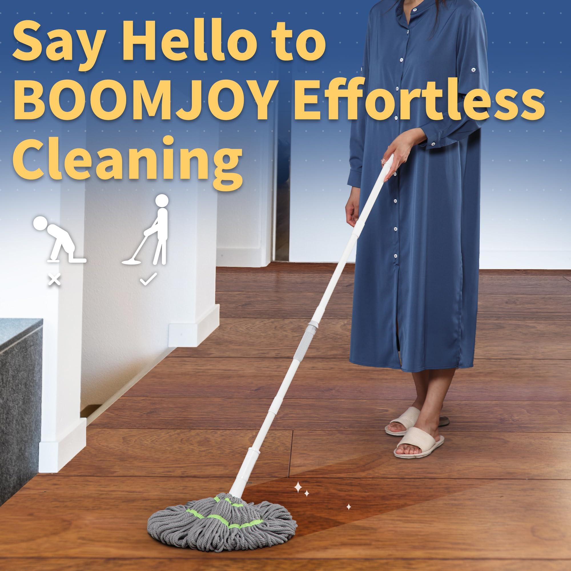 BOOMJOY Self Wringing Mop for Floor Cleaning, Long Handled Twist Mop with Scouring Pad for Kitchen Hardwood Vinyl Tile Laminate Home Office - Image 2