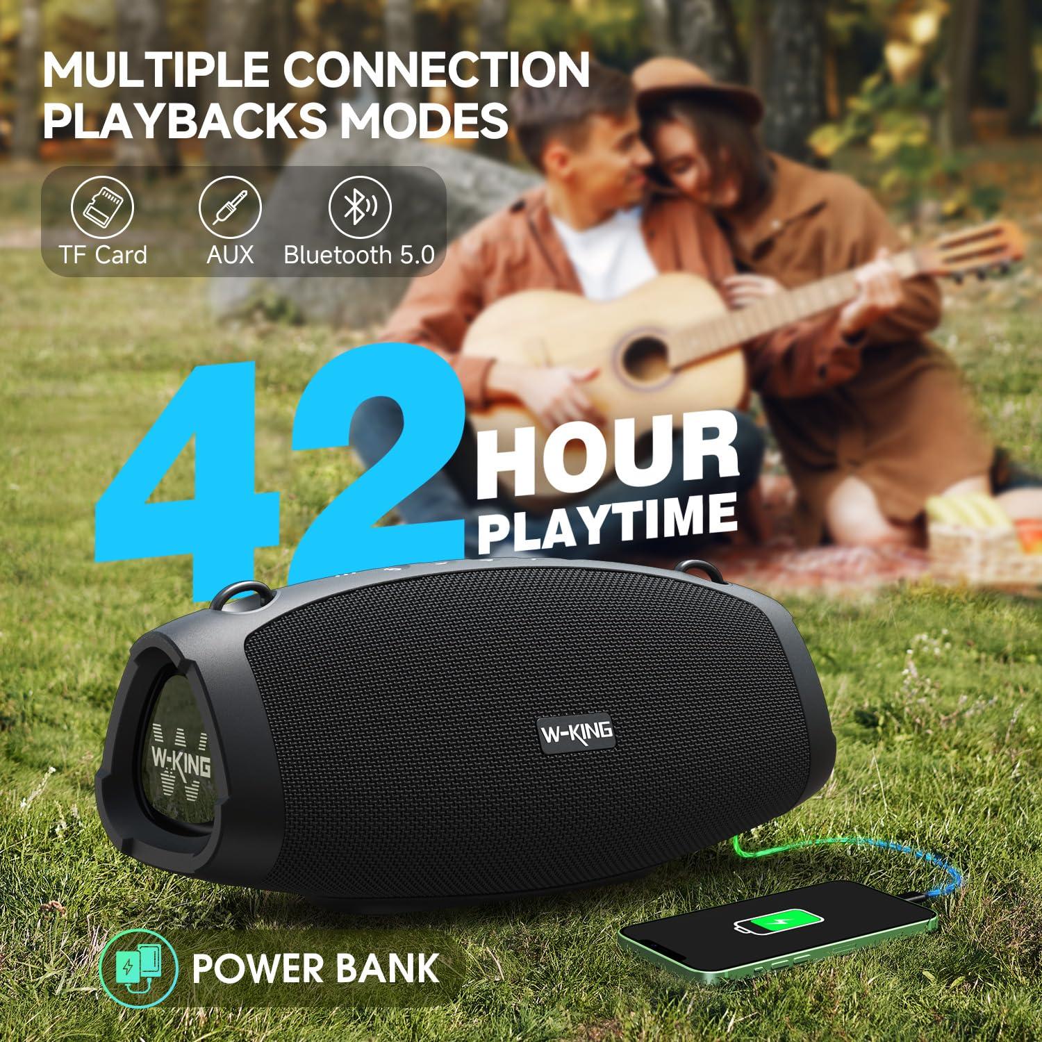 W-KING Portable Speaker Bluetooth Wireless, 120W Max Loudest Outdoor Waterproof Bluetooth Speaker Subwoofer*2, IPX6 Large Big Party Boombox,Triple Passive Radiators-70W Deep Bass/DSP/42H/Power Bank/EQ - Image 7
