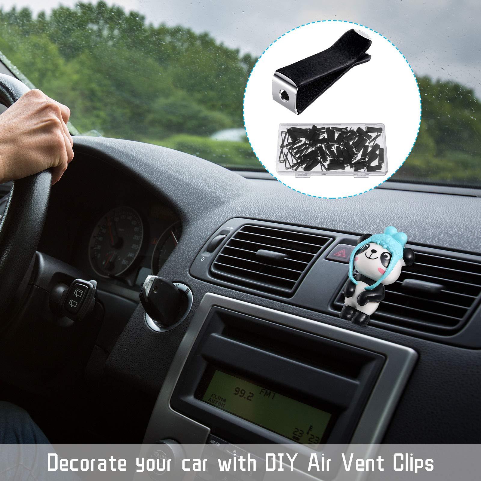 Frienda 60 Pieces Square Head Car Vent Clips Air Freshener Car Outlet Perfume Auto Air Conditioner Clips with 2 Storage Boxes for Office Home Auto(9 mm,Black) - Image 5
