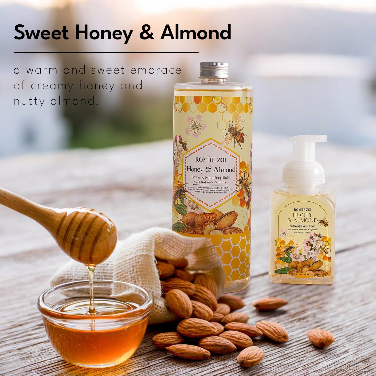 Natural Honey & Almond Scented Foaming Hand Soap Refill Gift Set - 3 Pack with Dispenser, Non-Toxic and Biodegradable Formula, Moisturizing Essential Oils for Sensitive Skin (33.8 Fl Oz x 3) - Image 7