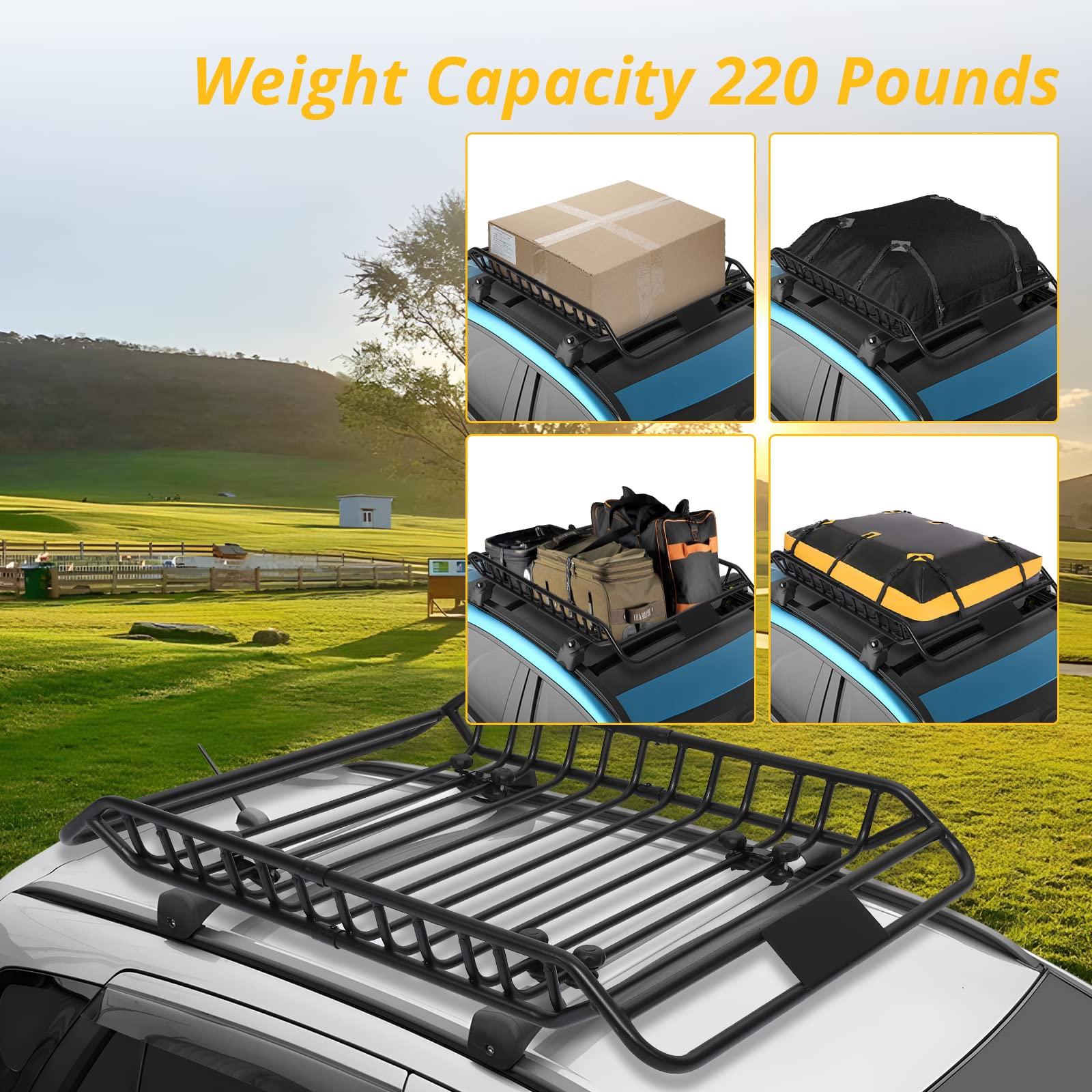 GARVEE Roof Rack Basket, 50" Rooftop Cargo Carrier Basket with 220 LBS Weight Capacity, Car Top Luggage Holder Carrier Basket for SUV, Truck - Image 7