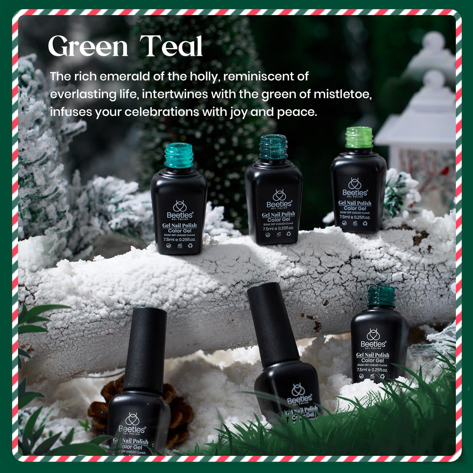 Beetles Carnival Evergreen Gel Nail Polish Set 6 Pcs Glitter Green Sparkle Gel Polish Kit Soak Off UV Nail Lamp Avocado Dark Green Nail Gel Nail Kit Nail Art Design - Image 2