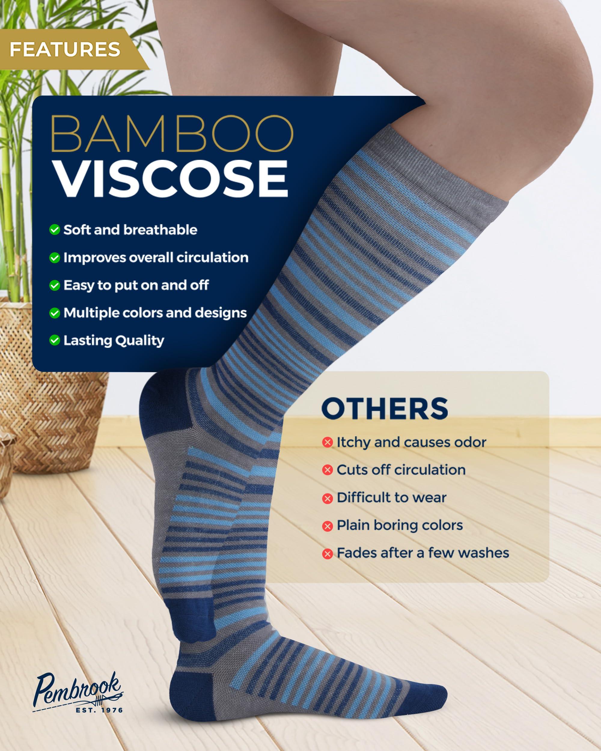Pembrook Bamboo Viscose Light Compression Socks - 3 Pairs | 8-15 mmhg Compression Socks | Knee High Comfort Support Socks - Image 4
