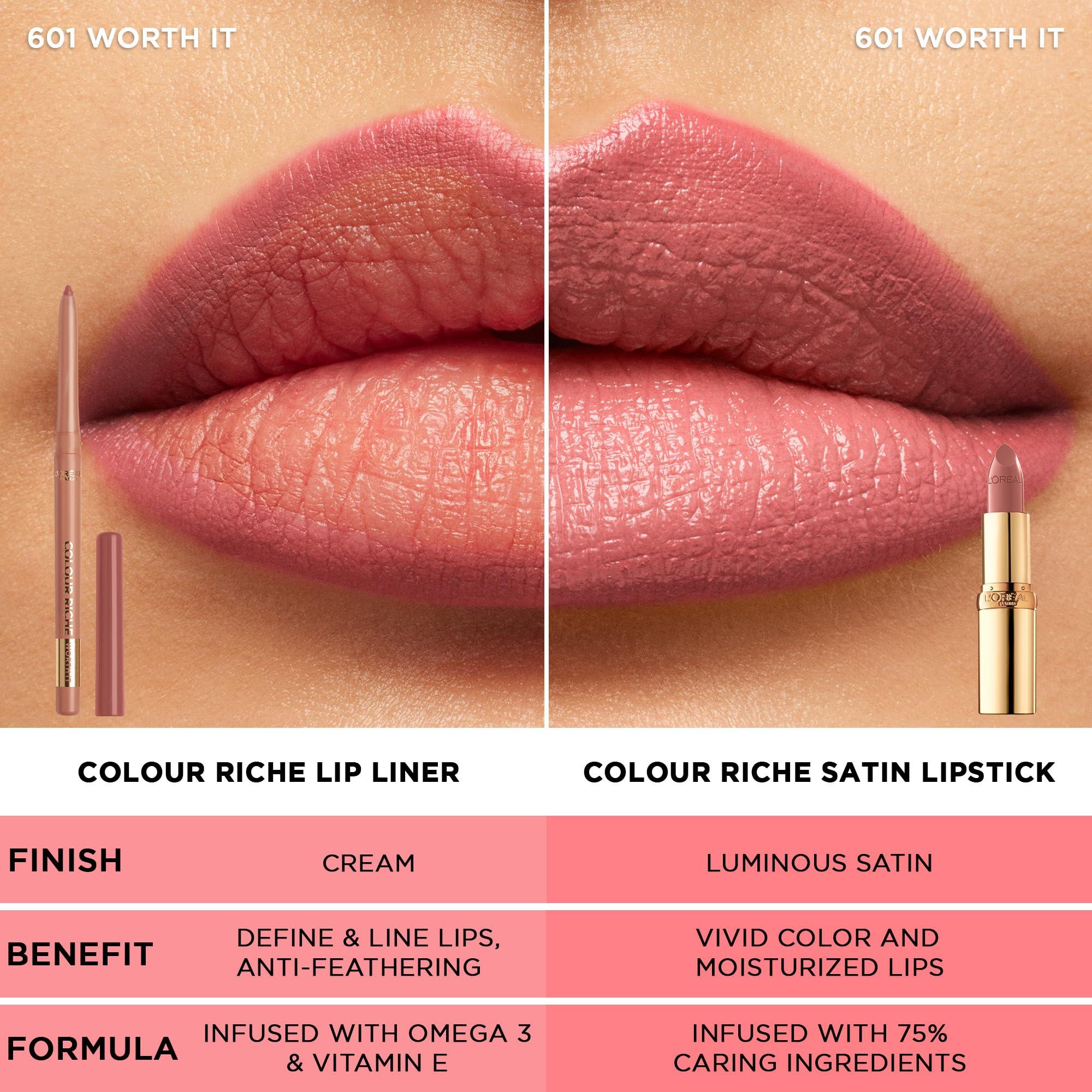 L'Oreal Paris Colour Riche Lip Liner Pencil, Creamy Lip Liner with Omega 3 and Vitamin E, 782 Toffee To Be (Warm Deep Brown) - Image 7