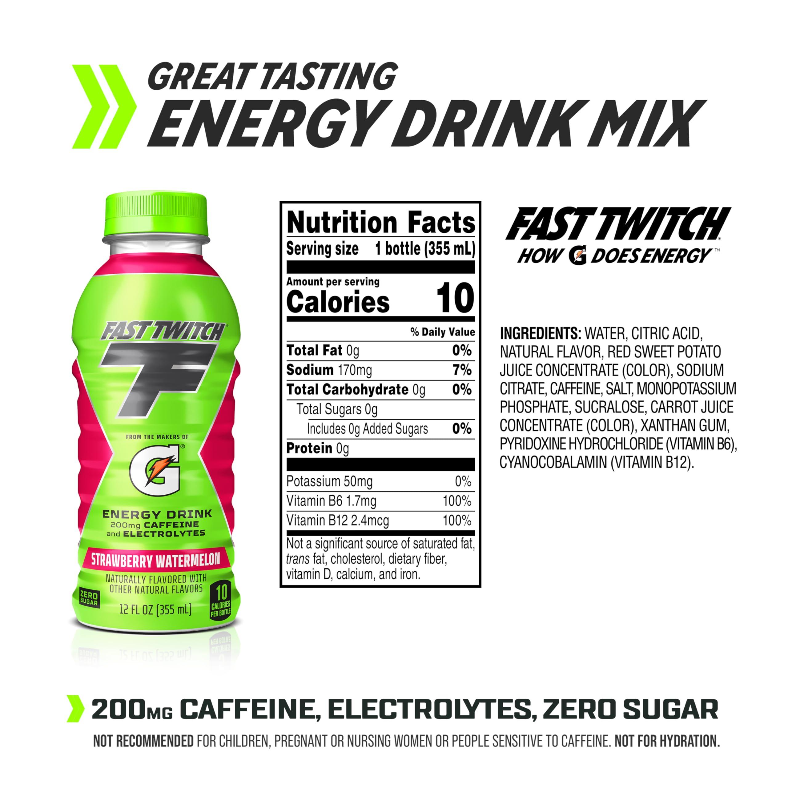Fast Twitch Energy drink from Gatorade, Strawberry Watermelon, 12 Oz Bottles,(Pack of 12), 200mg Caffeine, Zero Sugar, Electrolytes - Image 2