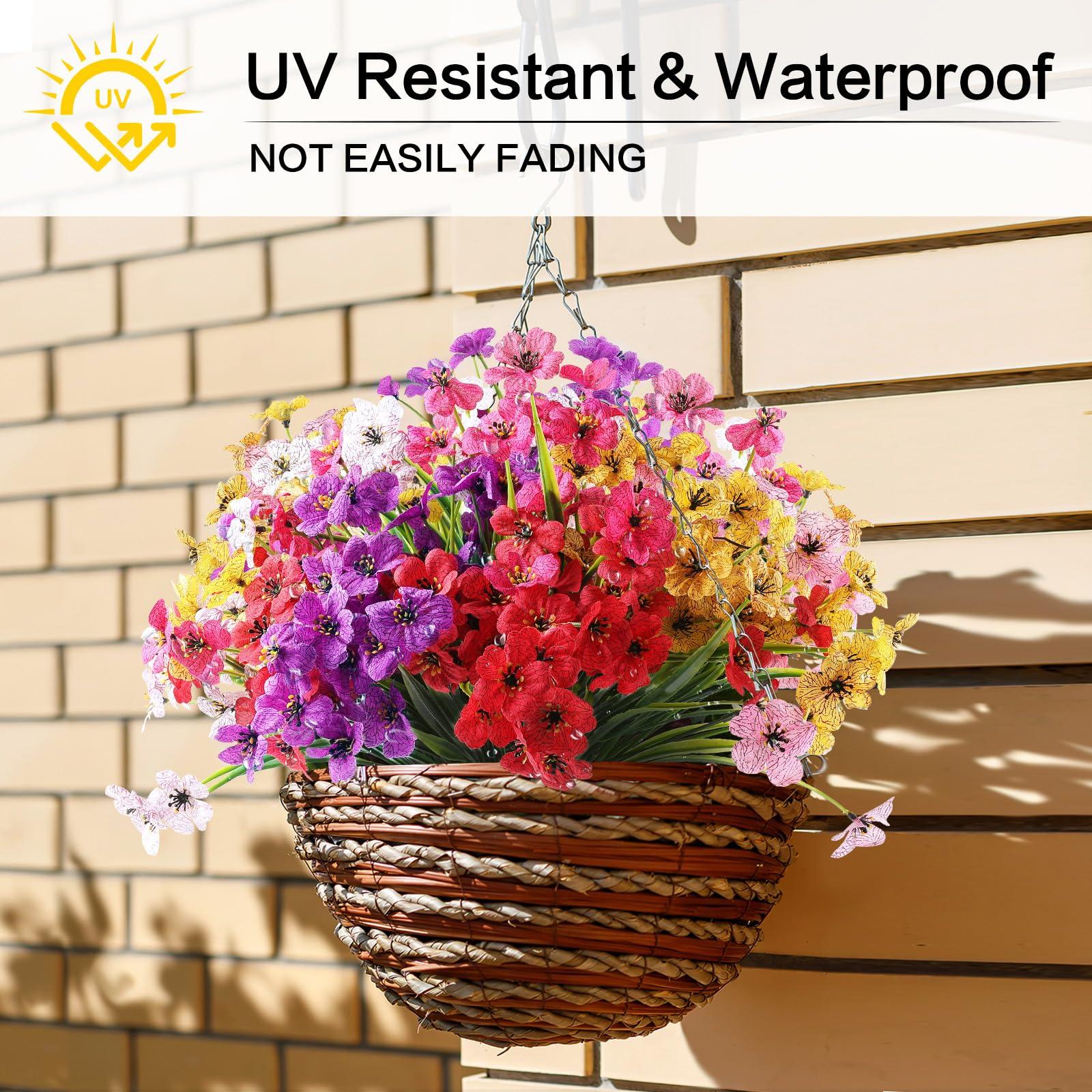AGIRL 24 Bundles Artificial Flowers for Outdoor,No Fade Fake Plastic Flowers Faux Plants for Decoration Hanging Planters Indoor Outside Garden Porch Window Box Home Wedding Farmhouse - Image 6