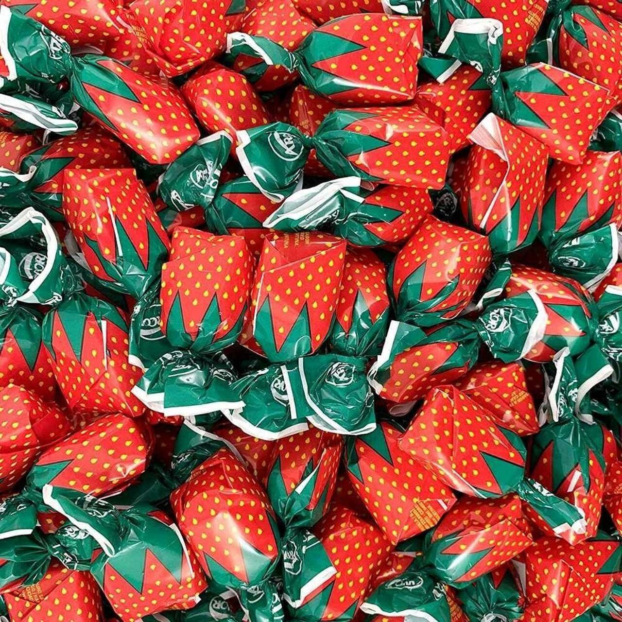 Strawberry Hard Candy Individually Wrapped by Cambie, 2 lbs of Strawberry Candy with a Deliciously Sweet Hard Exterior with a Soft, Fruit-Filled Center