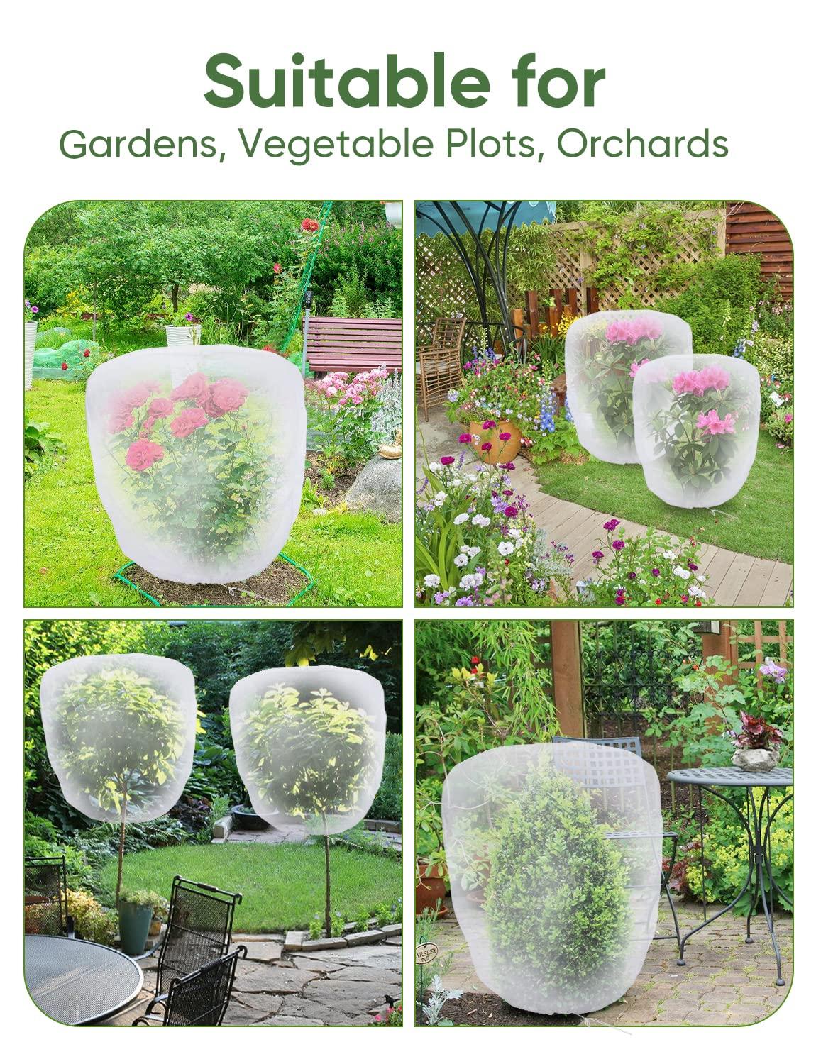 Bird Netting for Garden Protection - 4 Pack Garden Netting Pest Barrier with Drawstring,3.3Ft x 2.7Ft Mosquito Net Tomato Protective Cover Garden Plant Netting for Cicadas Vegetables Blueberry Bushes - Image 4