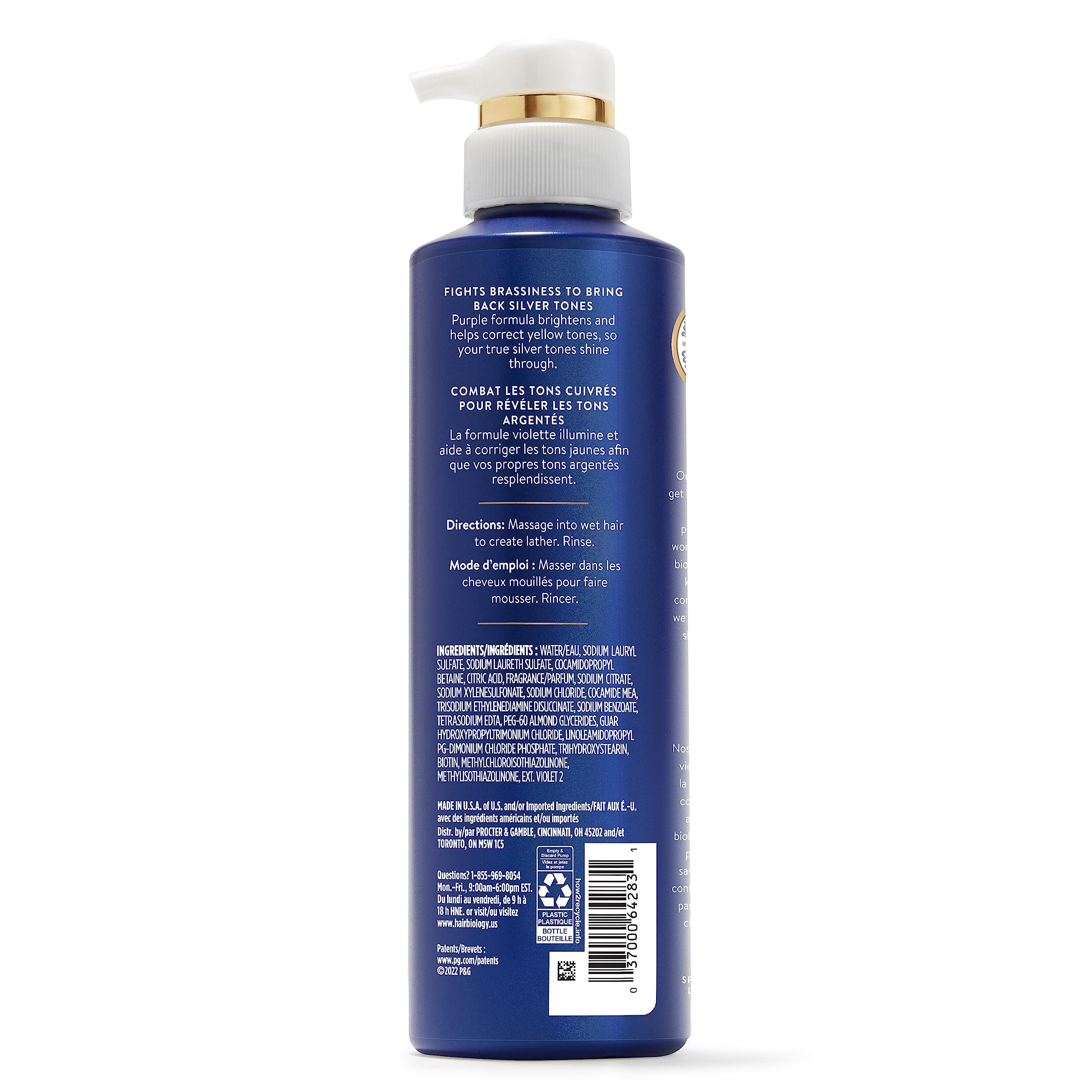 Hair Biology Biotin-Infused Purple Shampoo and Conditioner Set for Grey Hair, Anti-Brassiness, Moisturizing, Color-Safe, Silver & Glowing, Corrects Yellow Tones, 12.8 Fl Oz Each, 2 Pack - Image 8