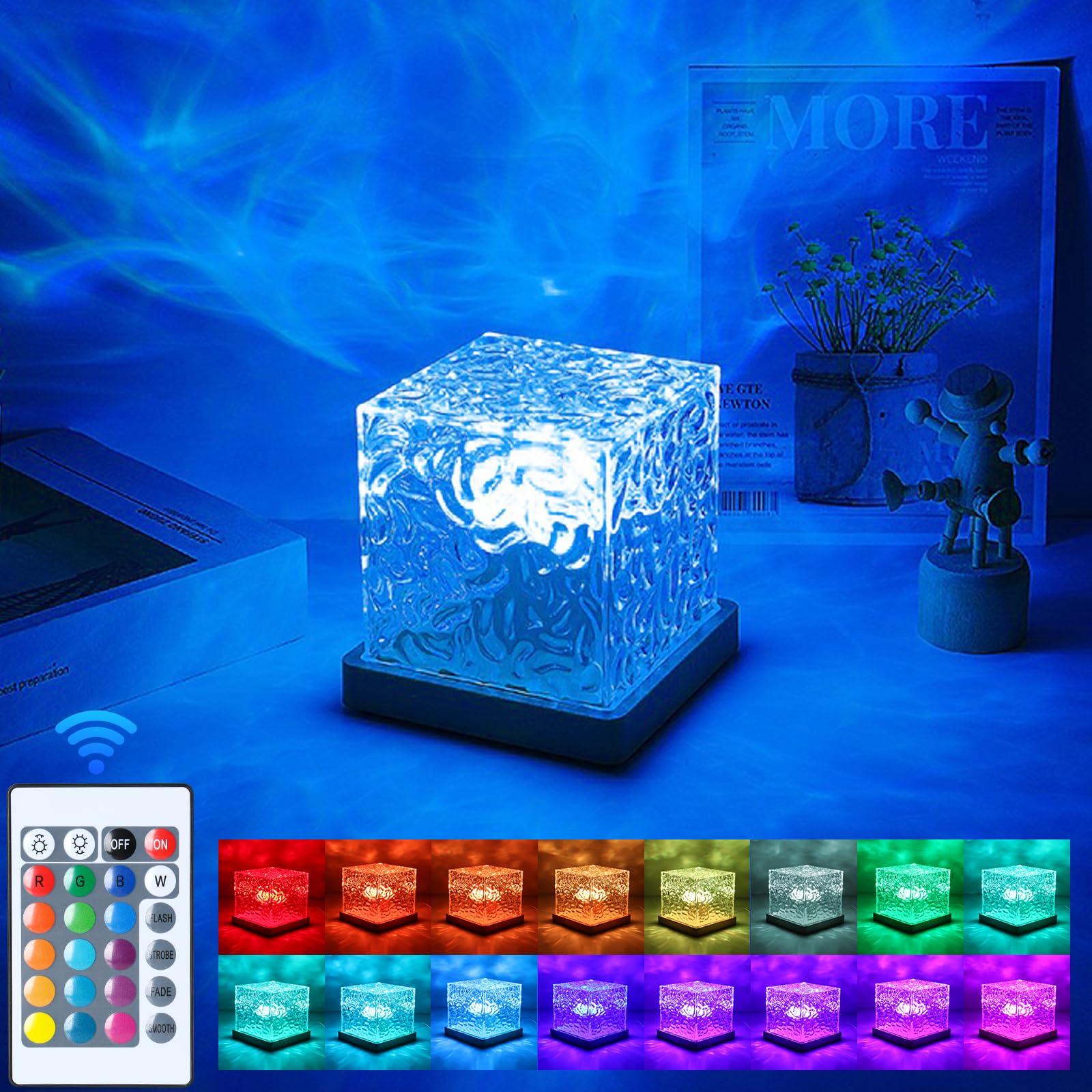 Avkast Aurora Glow Lamp,Corded Ocean Lamp Luminorthe Cube Northern Lights Cube Ocean Wave Projector with 16 Colors and Dynamic Ripple Effect for Living Room Bedroom Decor