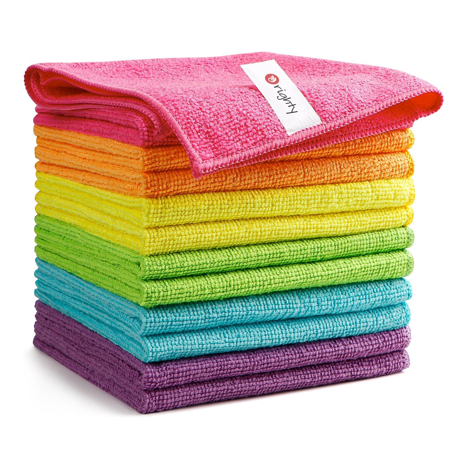 Orighty Microfiber Cleaning Cloth Pack of 12, Highly Absorbent Cleaning Supplies, Lint Free Cloths for Multiple-use, Powerful Dust Removal Clean Rags for House, Kitchen, Car Care(12x12 inch)