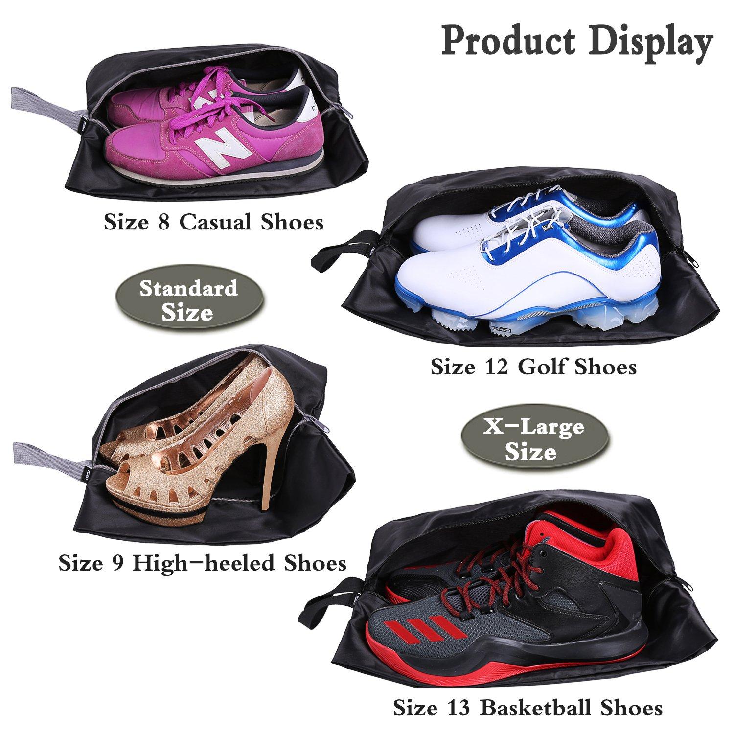 YAMIU Travel Shoe Bags Set of 4 Waterproof Nylon with Zipper for Men & Women, Black - Image 5