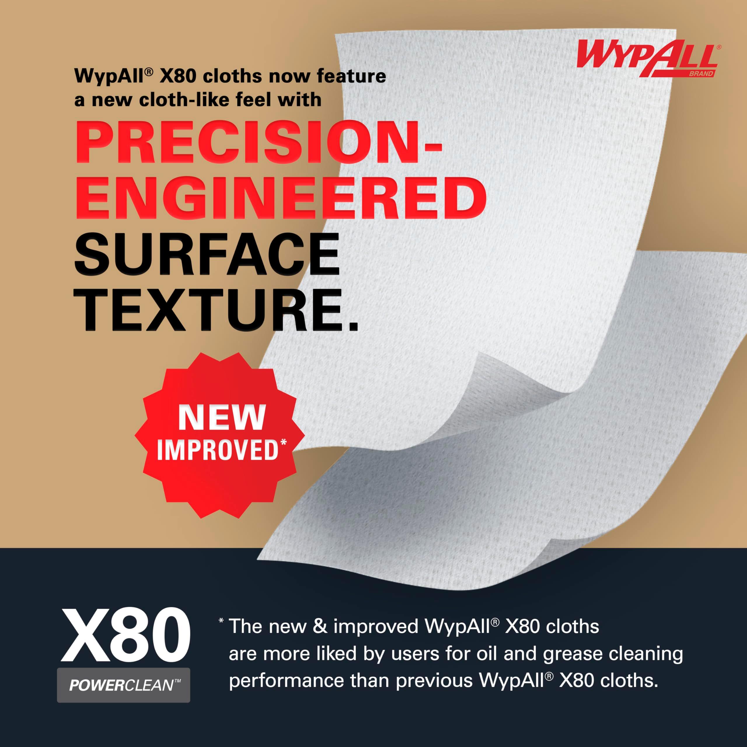 WypAll PowerClean X80 Cloths Heavy Duty Wipes (41055), Jumbo, Extended Use Towels, Red (1 Roll of 455 Sheets, 455 Sheet Total) - Image 5