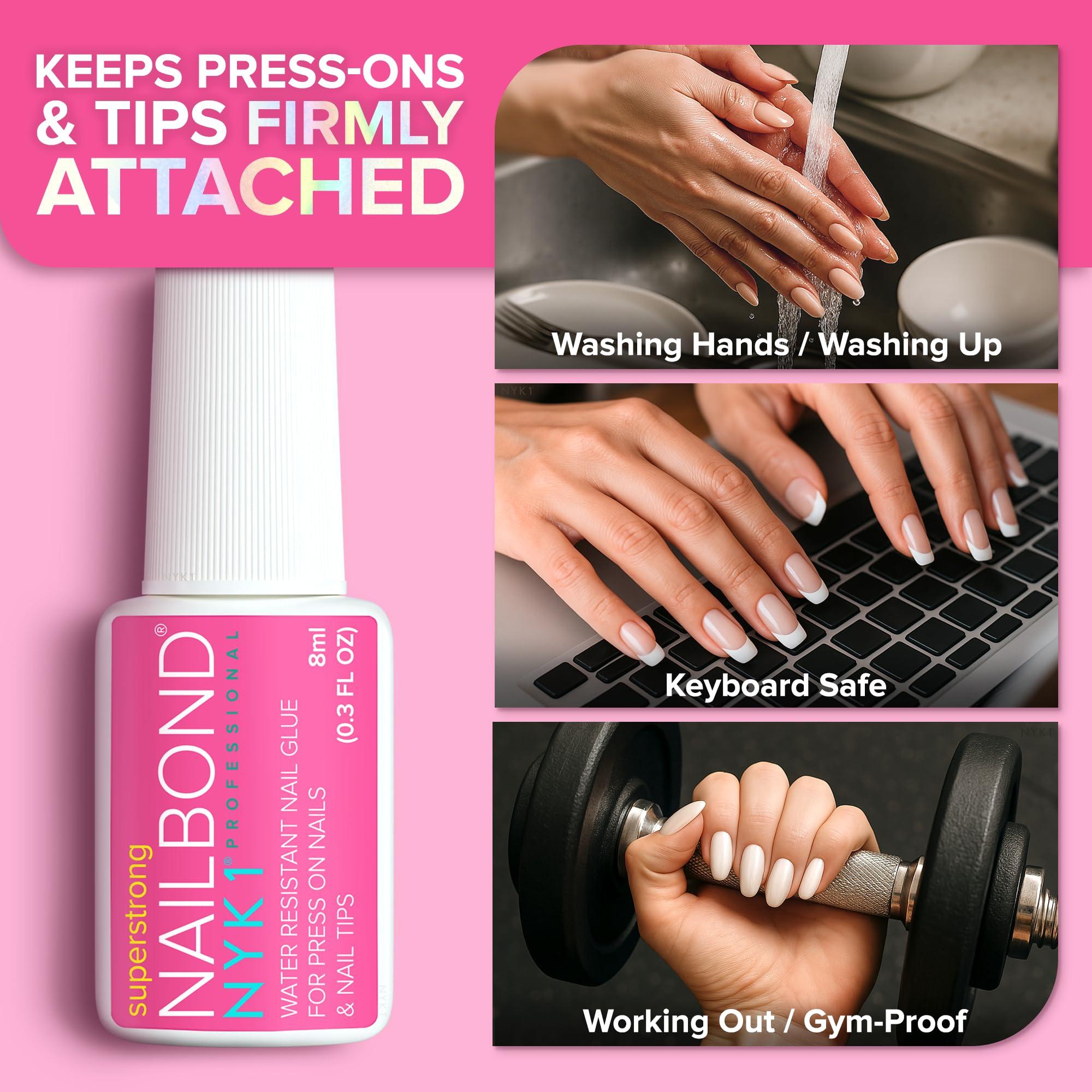 Super Strong Nail Glue for Press On Nails, Nail Tips & Acrylic Nails (8ml) NYK1 NailBond Brush On Glue for Press Ons, Tips & Acrylics - Long Lasting, Maximum Strength, Mess-Free Application - Image 7