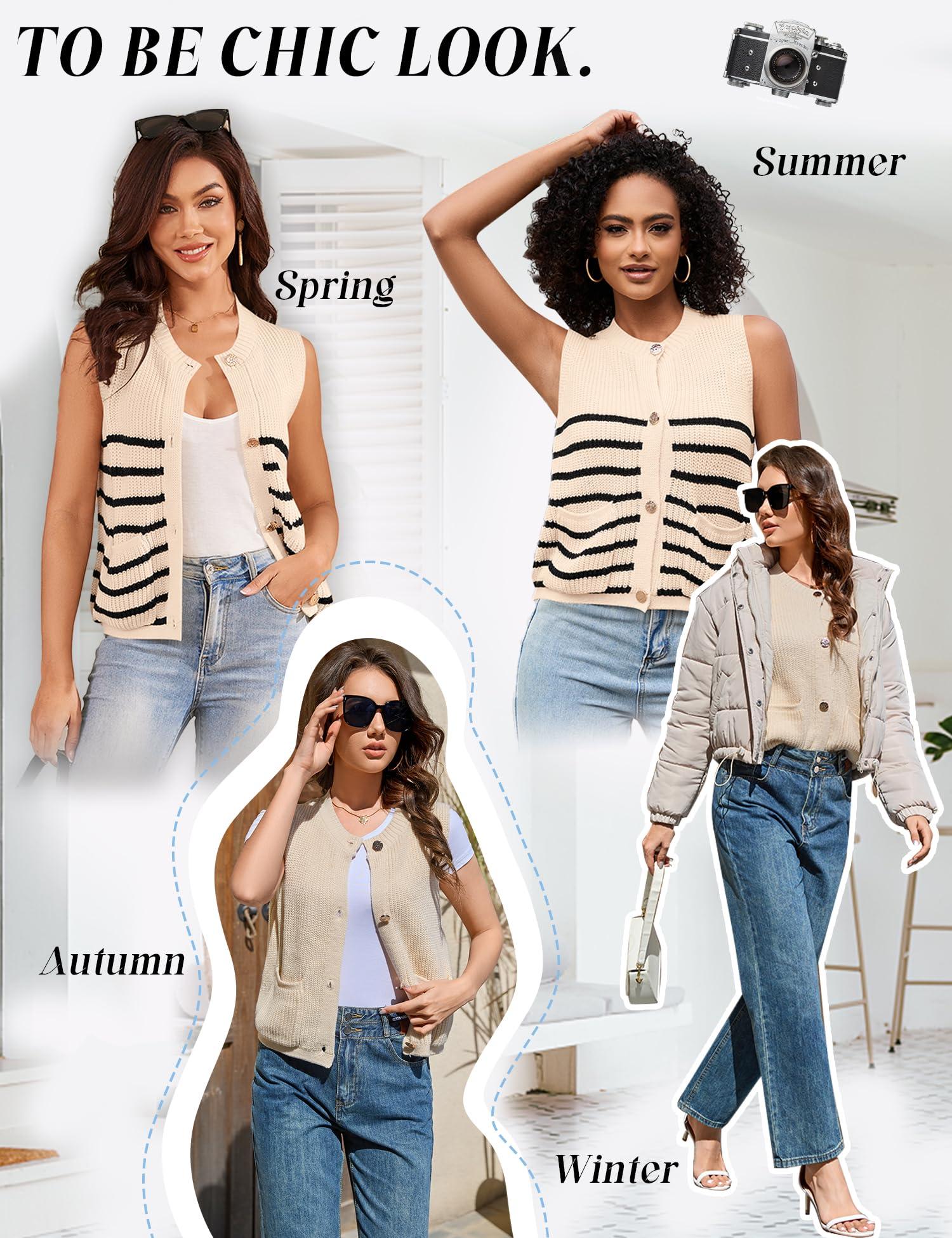 LUYAA Womens Sleeveless Sweater Vest Crochet Chunky Button Down Cardigan Vests Tops 2025 Trendy Summer Casual Outfits - Image 5