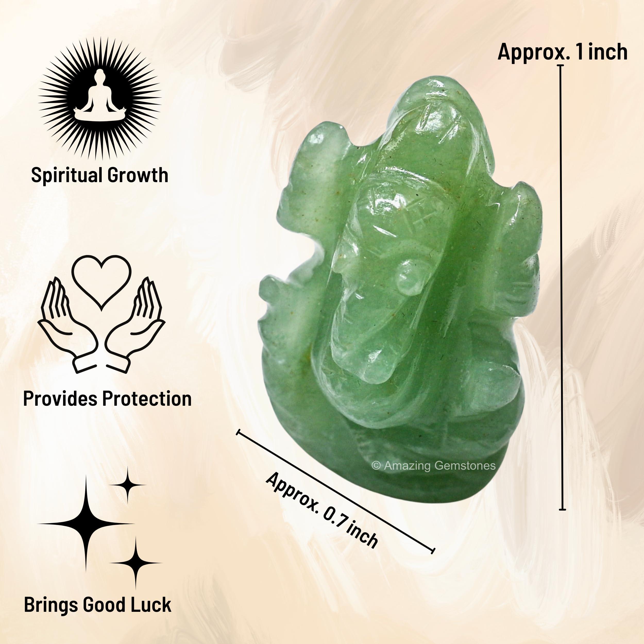 Green Aventurine Ganesha Idol - Crystal Ganesha Idol for Car Dashboard - Spiritual Home, Office and Room Table Decor Ganesha Statues Made of Crystals and Healing Stones - Image 3