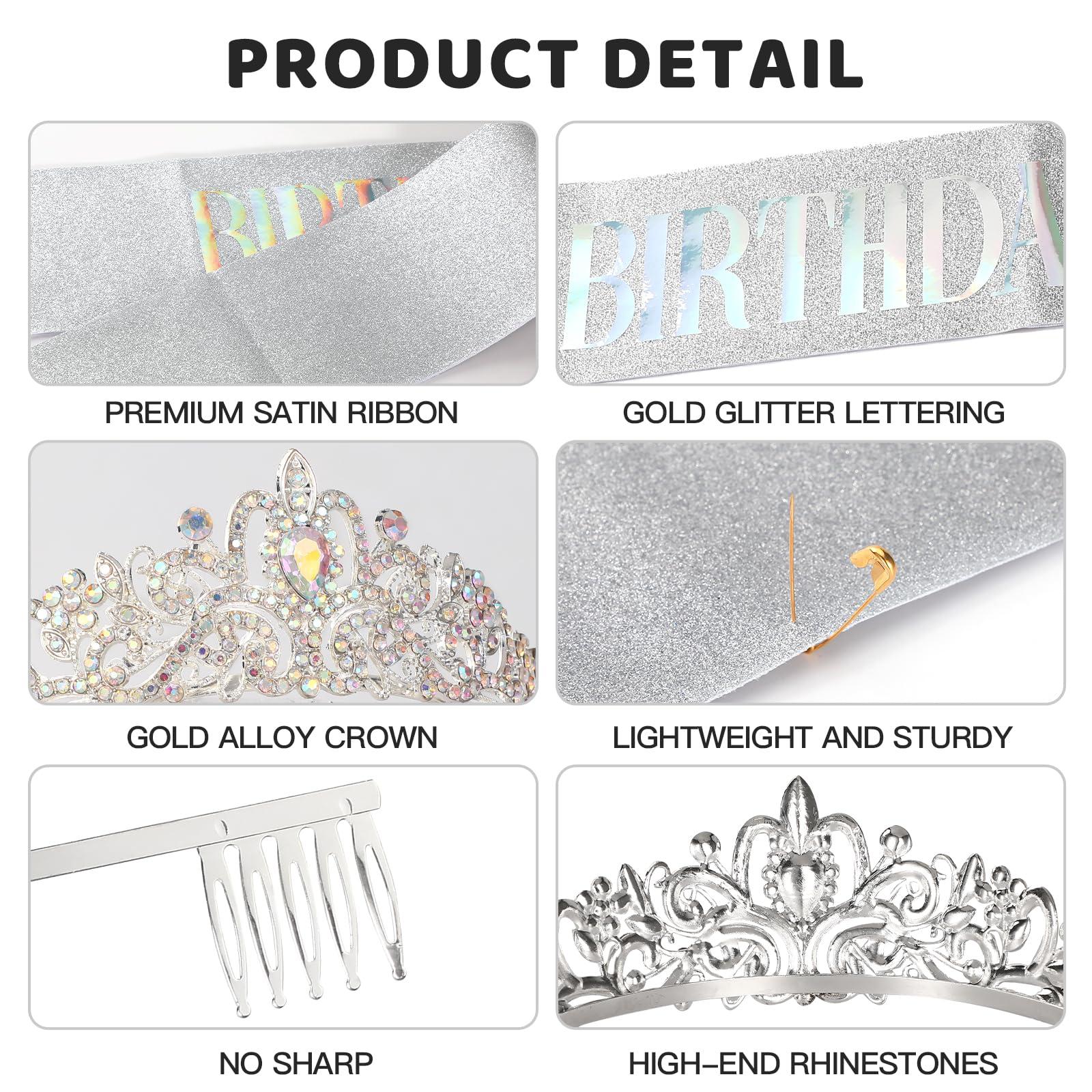 GINZU Silver Birthday Tiara for Girls - Princess Party Decorations & Gifts - Image 7