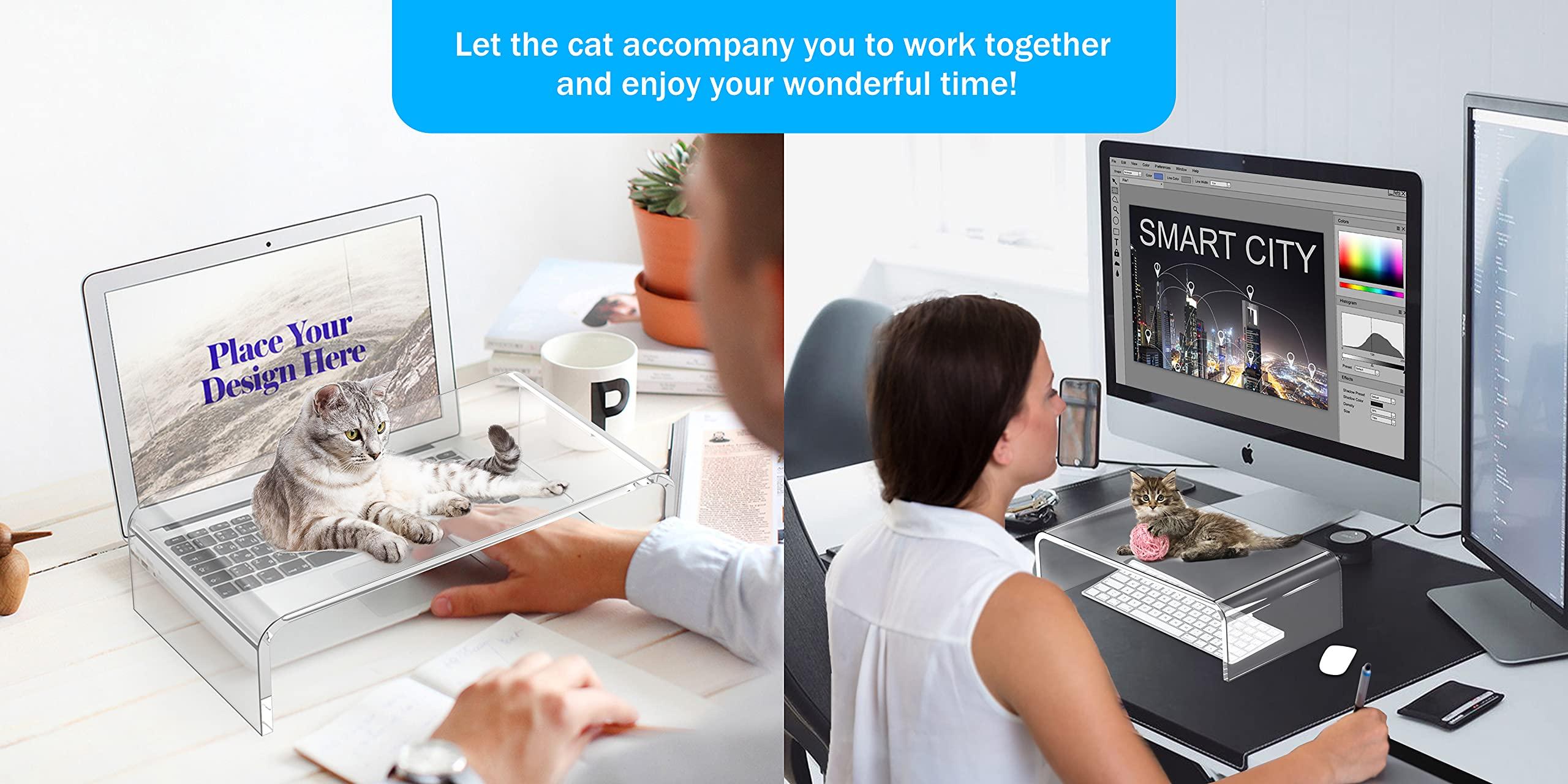 Beimu Acrylic Monitor Stand Riser Clear Laptop Stand for Desk Acrylic Monitor Riser for Desk Accessories Aesthetic Laptop Riser Clear Computer Stand White Office Supplies for Women Essentials - Image 5