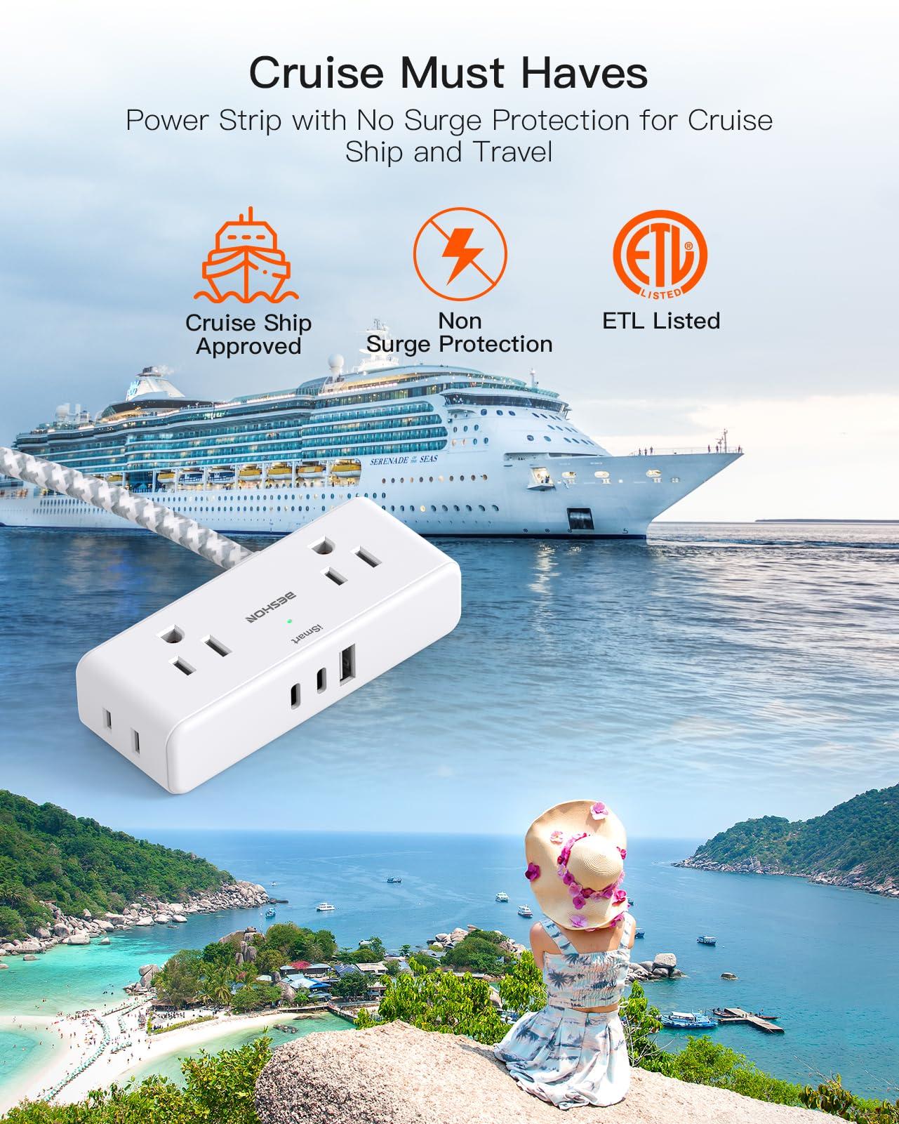 Flat Extension Cord 6 feet, Flat Plug Power Strip, 4 Widely Outlets with 3 USB Ports (2 USB C), 3 Side Outlet Extender with Extension Cord with Multiple Outlets for Home, Office, Dorm Room Essentials - Image 7