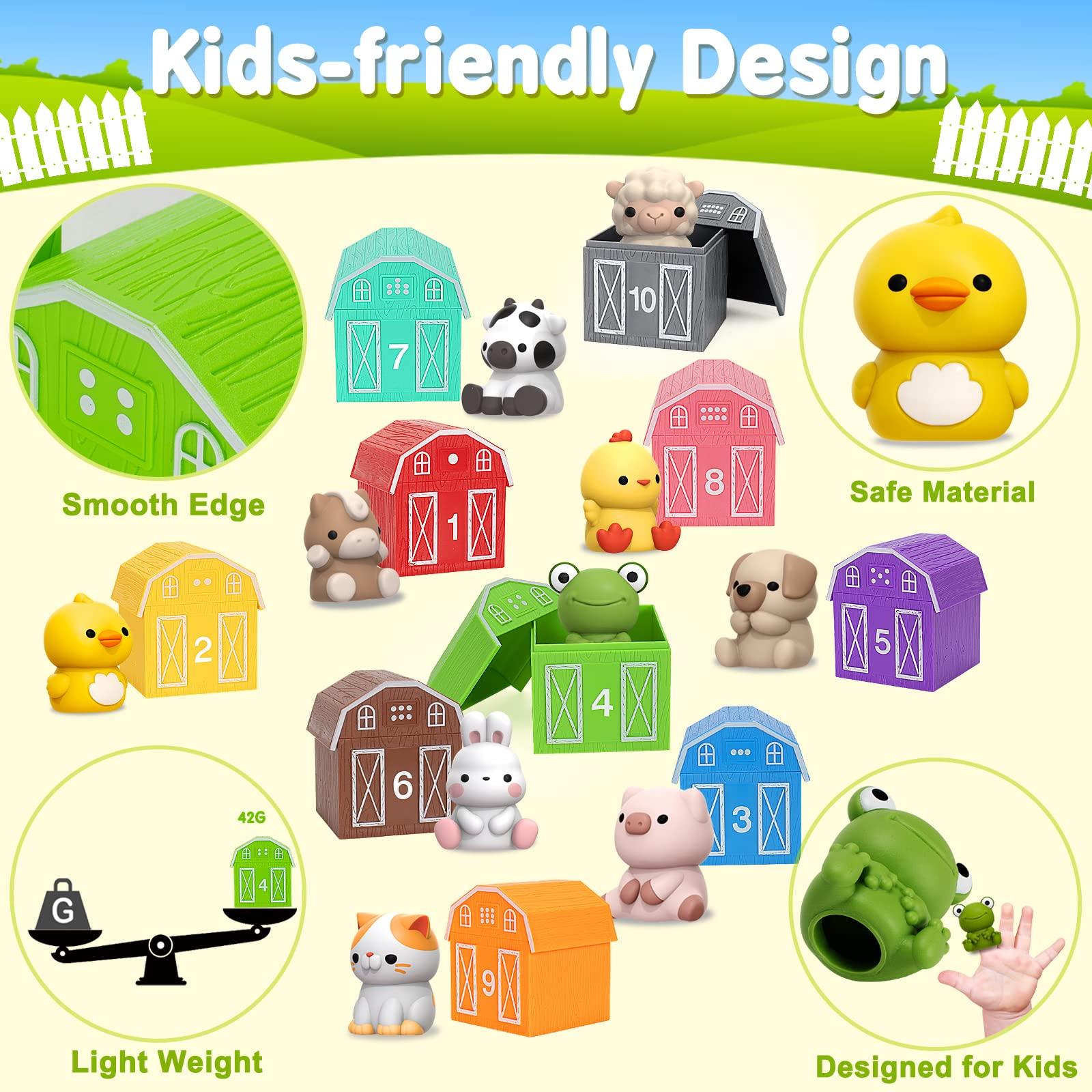 Learning Toys for 1,2,3 Year Old Toddlers, 20Pcs Farm Animals Toys Montessori Counting, Matching & Sorting Fine Motor Games, Christmas Birthday Easter Gift for Baby Boys Girls Age 12-18 Months - Image 4