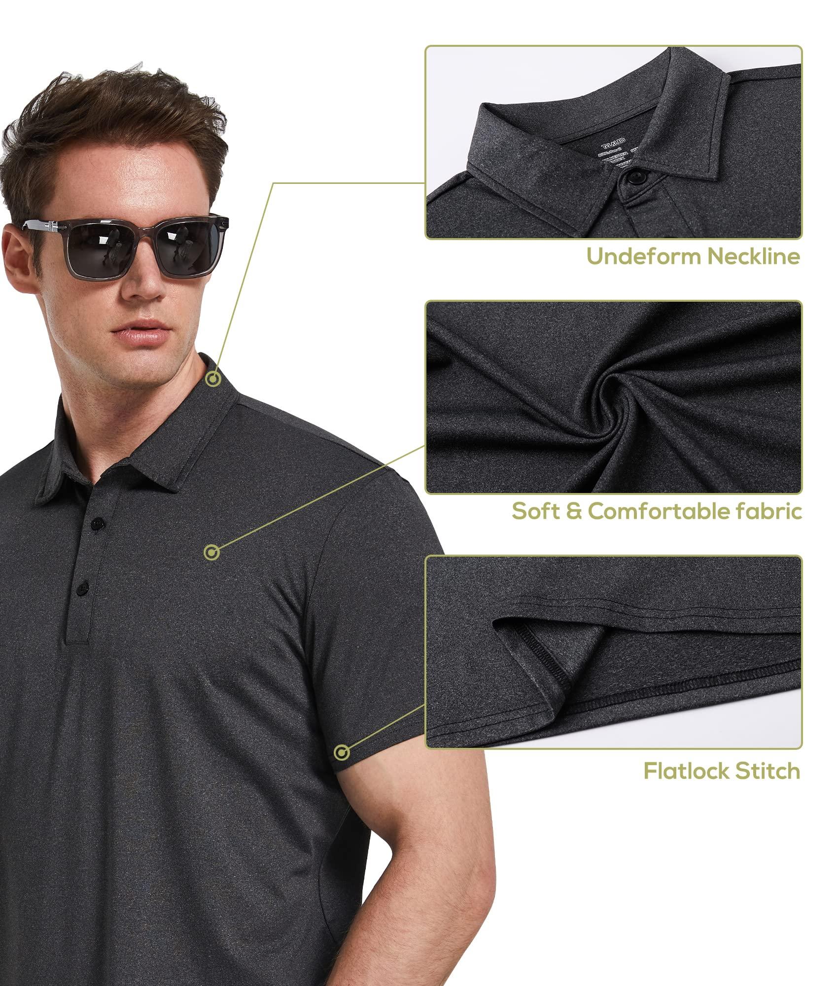 TELALEO 4/5 Pack Mens Polo Shirts Quick Dry Short Sleeve Golf T Shirt Performance Moisture Wicking Casual Workout - Image 4
