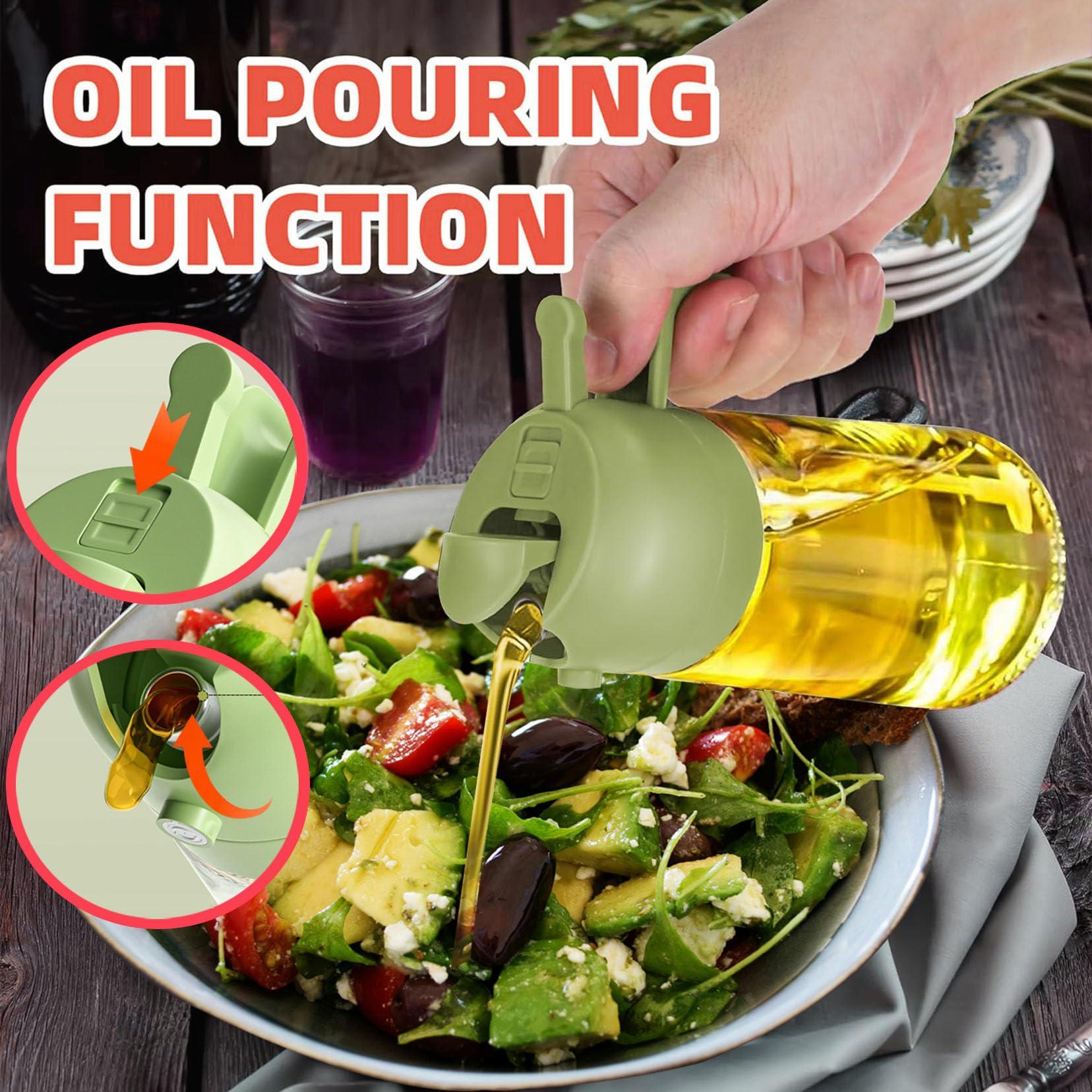 cakeyeye Oil Sprayer for Cooking, 2 in 1 Olive Oil Dispenser Bottle for Kitchen, 16oz/470ml Premium Glass Oil Spray Bottle, kitchen gadgets for Air Fryer, Baking, Frying, BBQ - Image 3