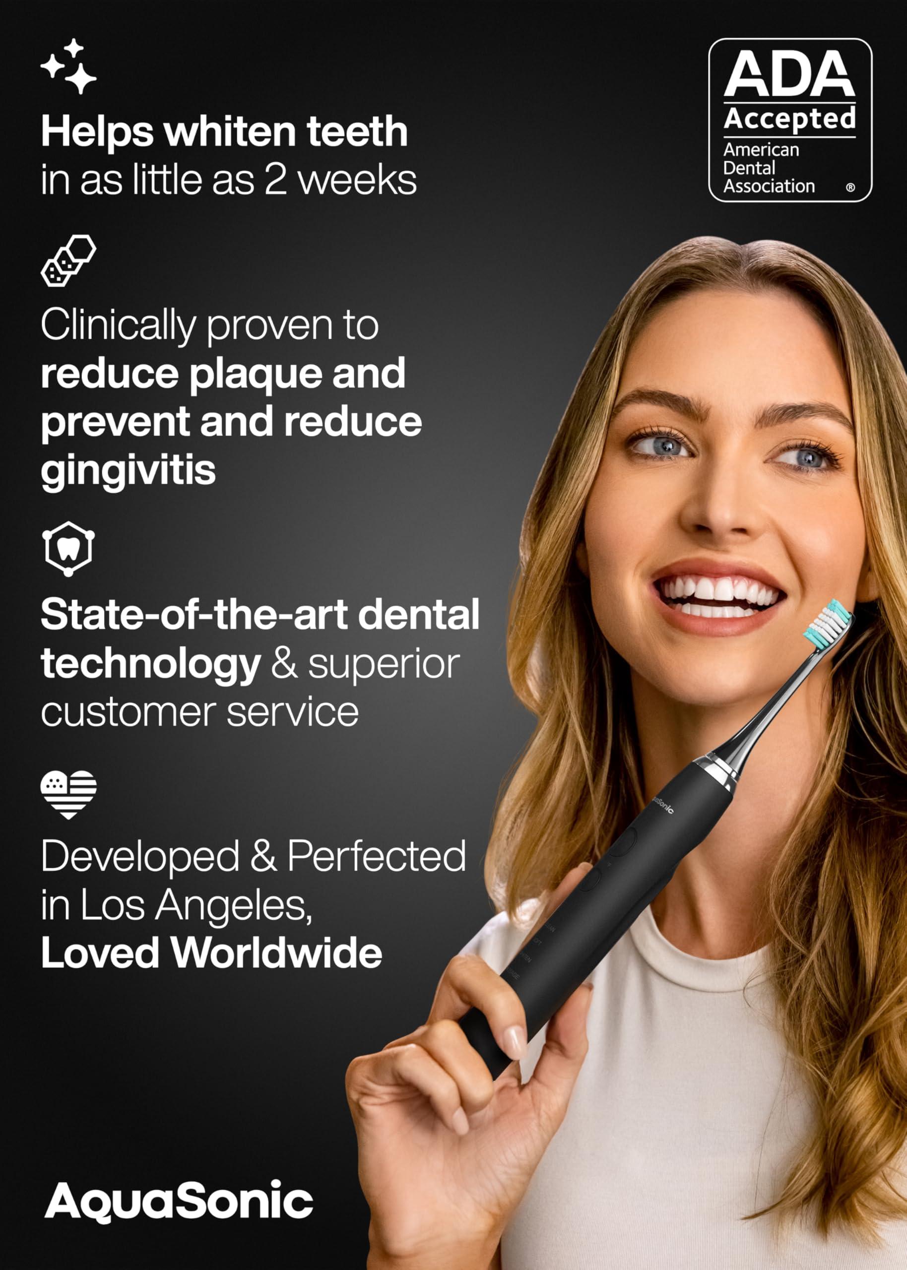 Aquasonic Black Series Ultra Whitening Toothbrush – ADA Accepted Electric Toothbrush- 8 Brush Heads & Travel Case – 40,000 VPM Electric Motor & Wireless Charging - 4 Modes w Smart Timer - Image 6