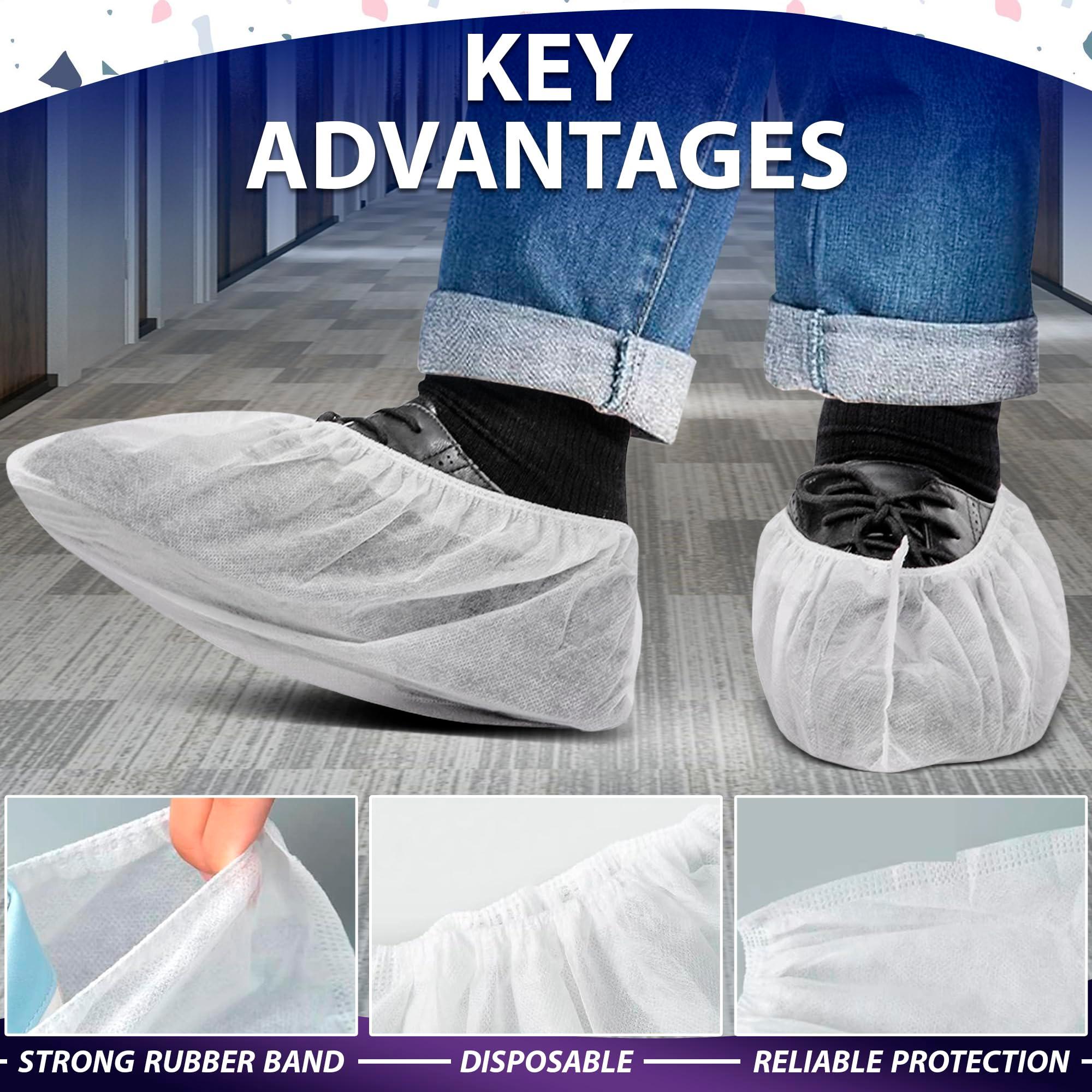 100 Pcs White Shoe Covers Disposable (Bulk Pack of 50 Pairs) – Non-Woven Booties for Shoes Covers, Stretchable Up to 15.7"– Soft & Durable, Fit for Home, Travel, Workplace & Real Estate Shows - Image 4