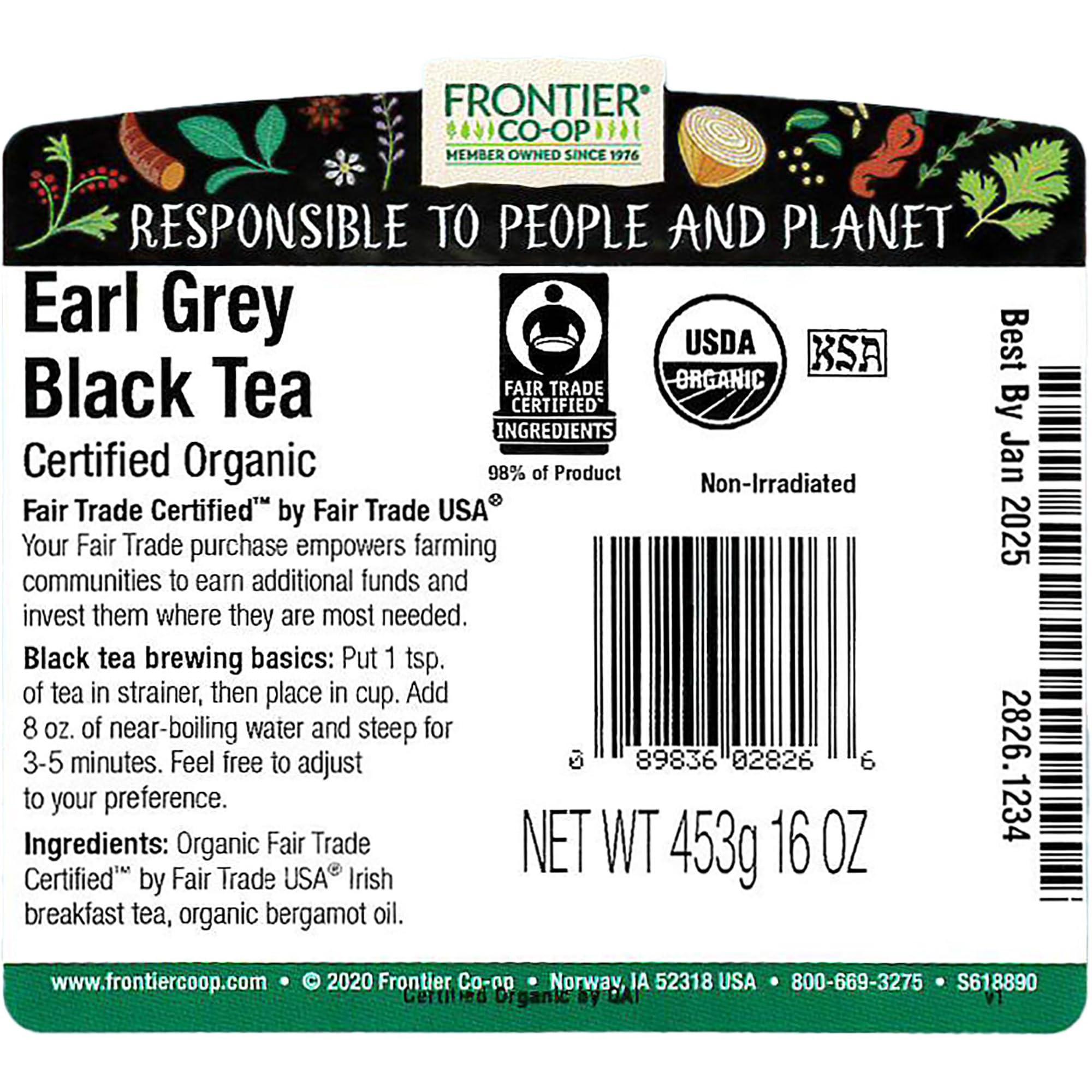 Frontier Co-op Organic Earl Grey Tea Loose Leaf, 1lb Bulk Bag - Premium Dried Loose Leaf Tea - Aromatic Black Tea Loose Leaf with Bergamot Oil, Kosher - Image 2