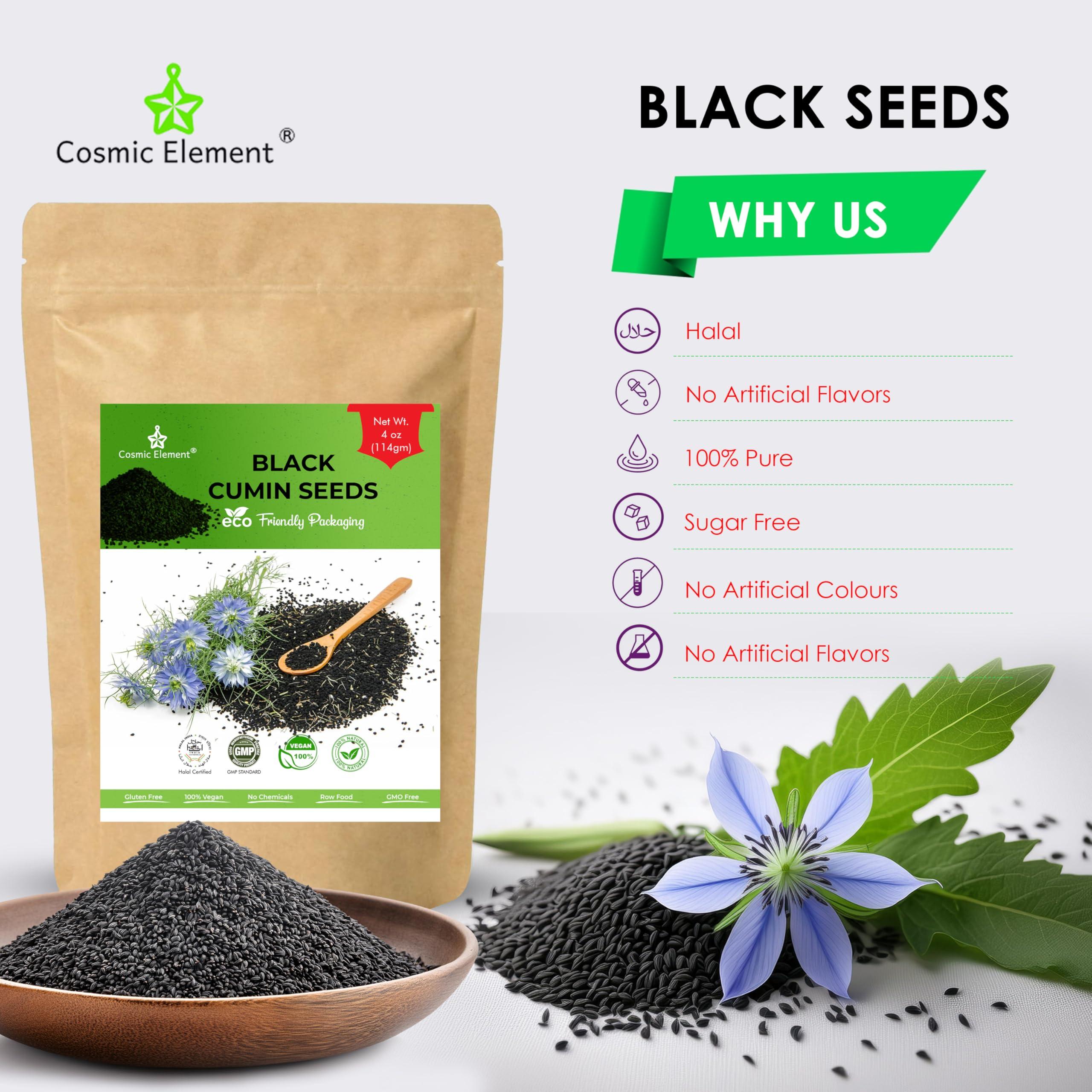 Cosmic Element 100% Pure Organic Black Cumin Seeds | Nigella Sativa Organic Black Cumin Seed Whole Raw | Non-GMO, Gluten-Free, No Salt or Preservatives | Fresh Kalonji Seed in Eco-Friendly Pouch - 4oz - Image 7
