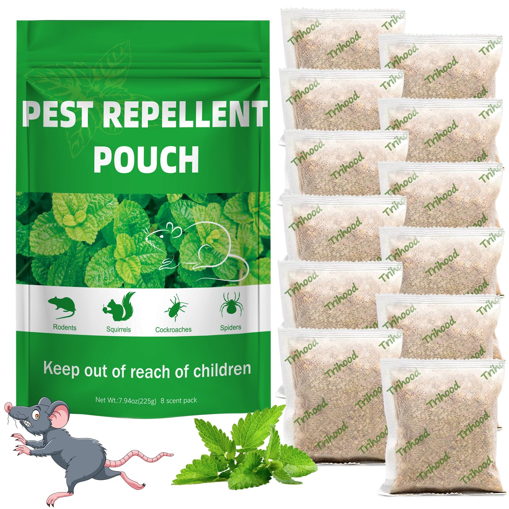 12 Pack Peppermint Oil Mouse Repellent Pouches - Powerful Pest Repellent for Rodent Rat Mice Skunk Squirrel Roach Moth, Mice Deterrent for House/Car/RV/Garage/Boat/Shed/Basement, Plant-Based Formula