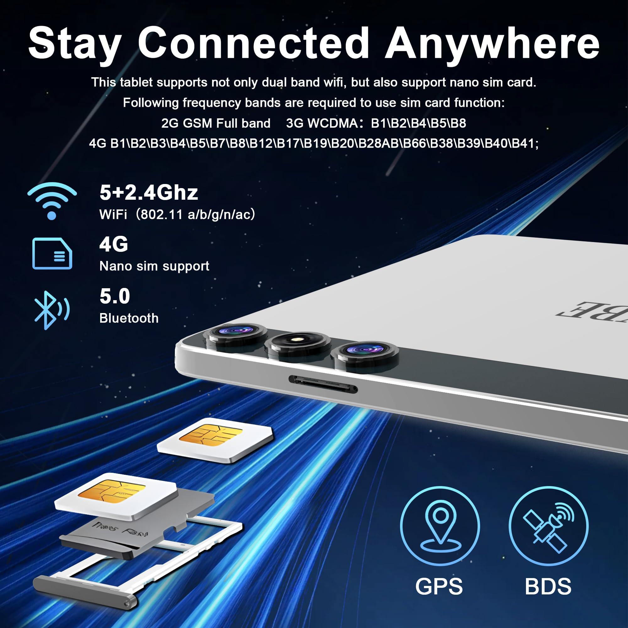 2025 Latest Android 14 Tablet, 10 inch Tablet with 128GB Storage 1TB Expandable 14GB RAM, Dual 4G Cellular Tablets with keyboard Support 5Ghz WiFi/Bluetooth 5.0, Octa-Core Processor, FHD IPS Screen - Image 4